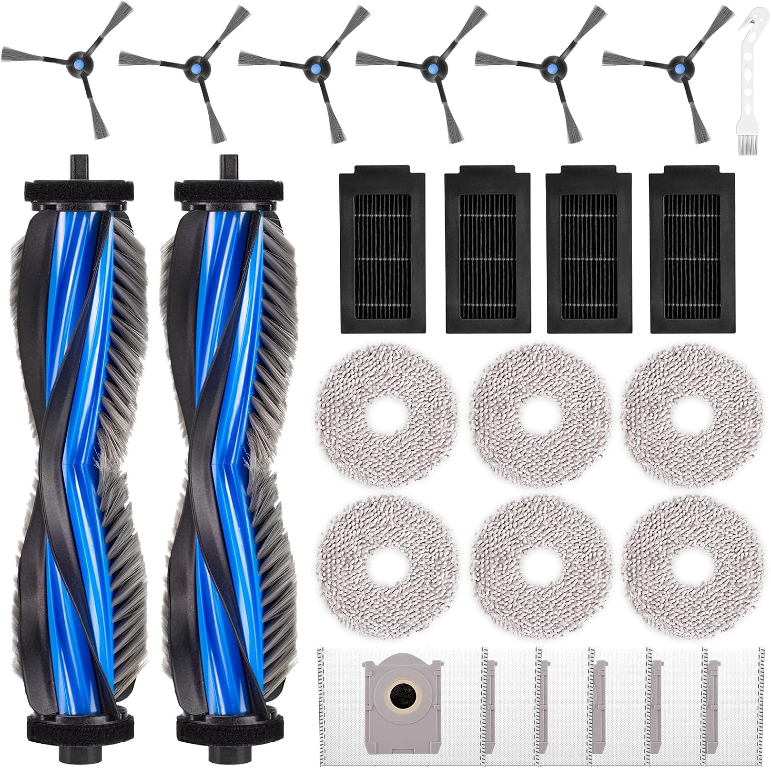 25 Stück Zubehör Für Ecovacs Deebot T50 Omni /t50 Pro Omni Gen2 Saugroboter Ersatzubehör 2 Hauptbürste 6 Wischpads 6 Staubbeutel 6 Seitenbürste 4 Filter 1 Reinigungsbürste