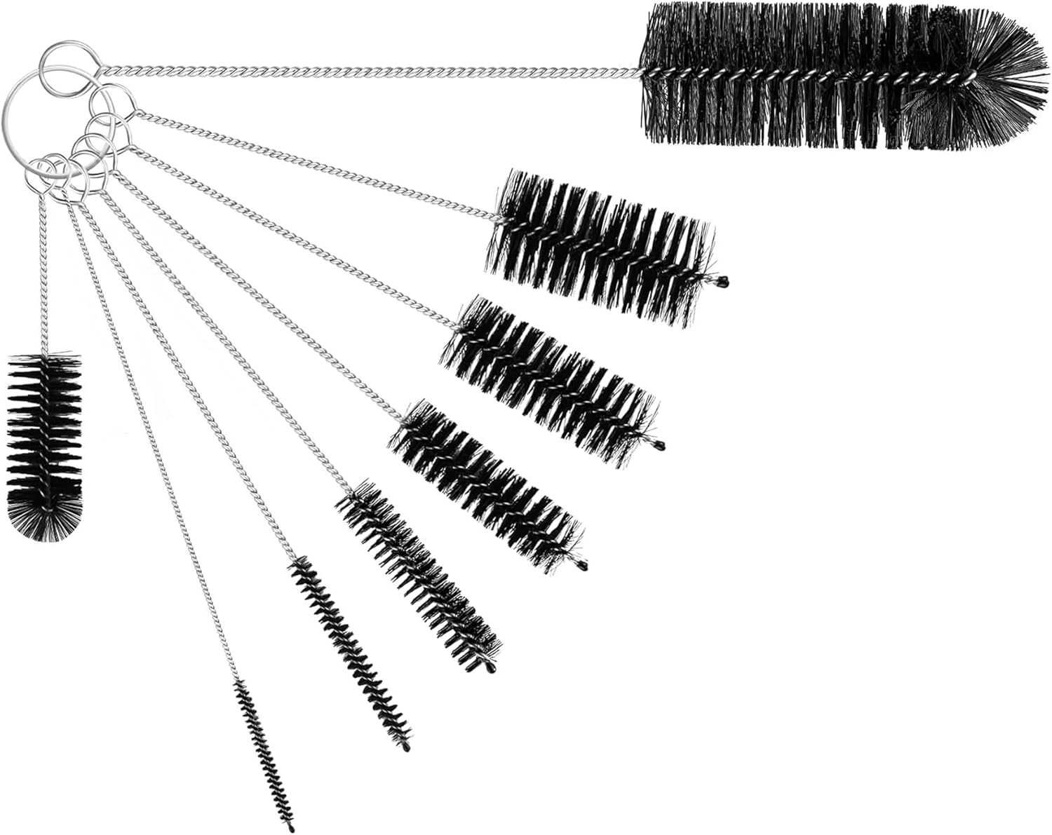 Flaschenbürste, 8 Stück Nylon Reinigungsbürsten Set Zum Milchschlauchbürste Für Kaffeevollautomat, Strohhalme Bürste,pfeifenreiniger Bürste, Flaschenbürste (schwarz)