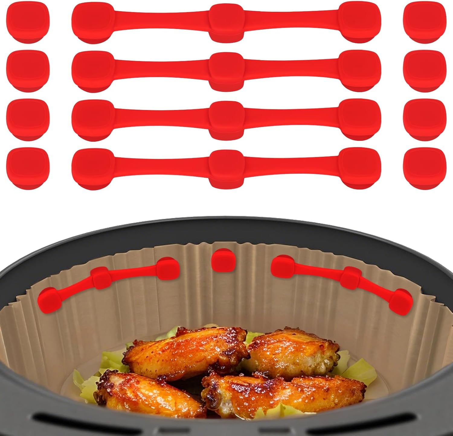 Airfryer Magnete Für Backpapier, Silikon Magnete Für Airfryer Backpapier Verhindert Ein Anbrennen Der Speisen, Für Heißluftfritteuse/zum Fixieren Von Einweg-backpapier,12pcs(rot)