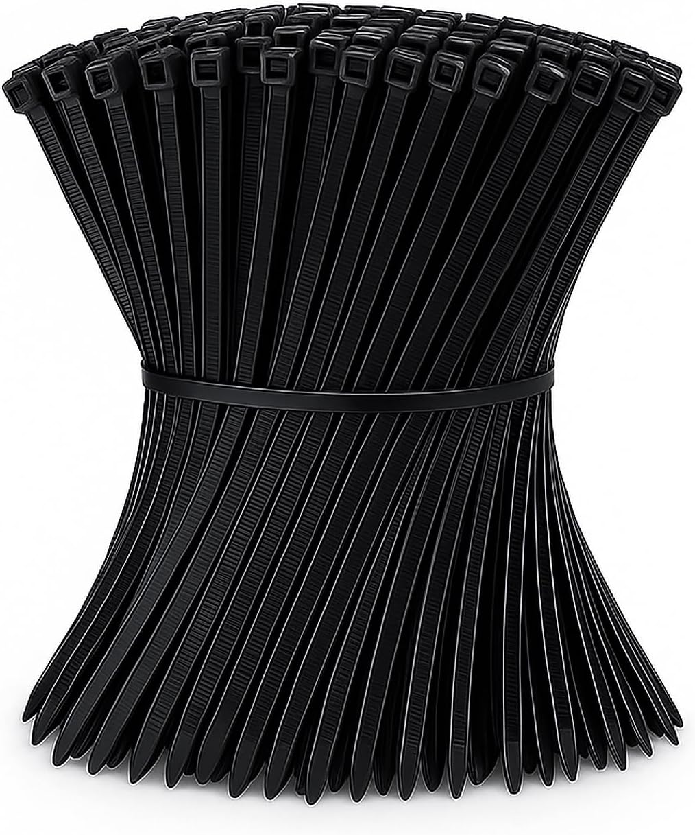 500 Stück Kabelbinder Schwarz, 300mm X 4.8mm Nylon Kabelbinder Selbstsichernde Für Kabelmanagement, Werkstätten