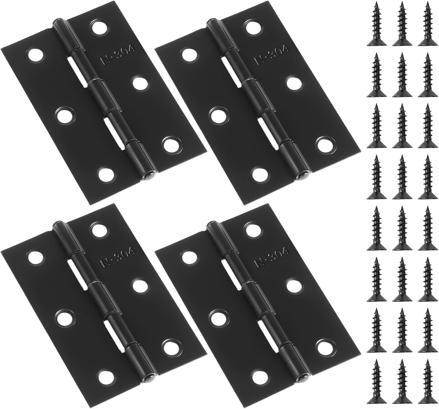 Anstore Türscharniere 4er Set Edelstahl Schwarz 75x50mm Inkl. Schrauben Modernes Mattschwarz-design. Rostfreier 304 Edelstahl. Komplettset 4 Scharniere & 48 Schrauben.
