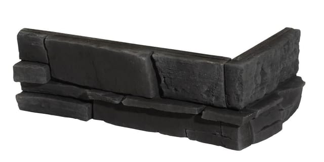 Ammonit Keramik - Verblender Ecke Averno anthrazit Maß: 32,5 x 11,7 / 15 cm Stärke: 22 - 38 mm