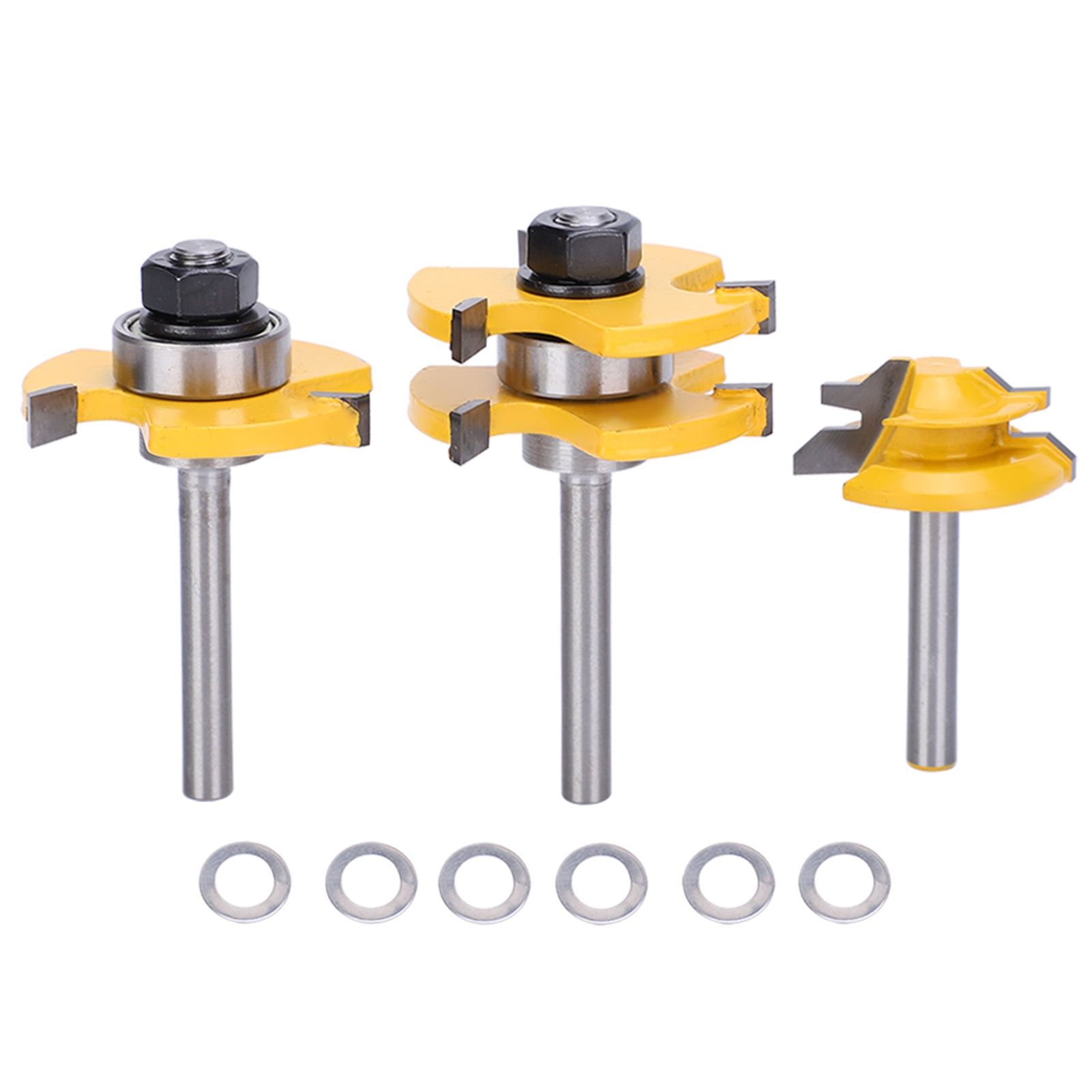 Set Bestehend Aus 3 45°-profilfräsern + 3-schneidigem T-nutfräser, 6,35 Mm (1/4") Schaft, Holzbearbeitungswerkzeug