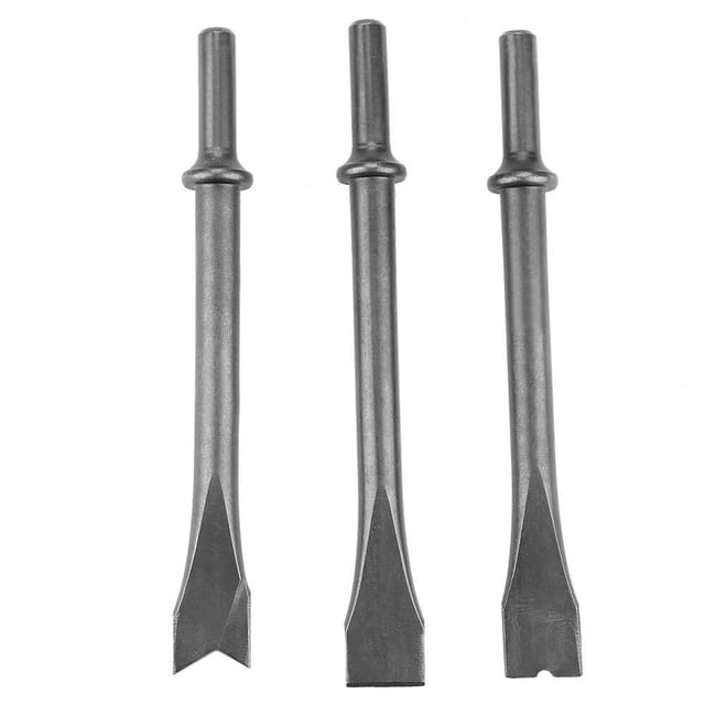 Aougo - 3-teiliges pneumatisches Drucklufthammer-Meißel-Set, extra langes pneumatisches Hammerbohrer-Set