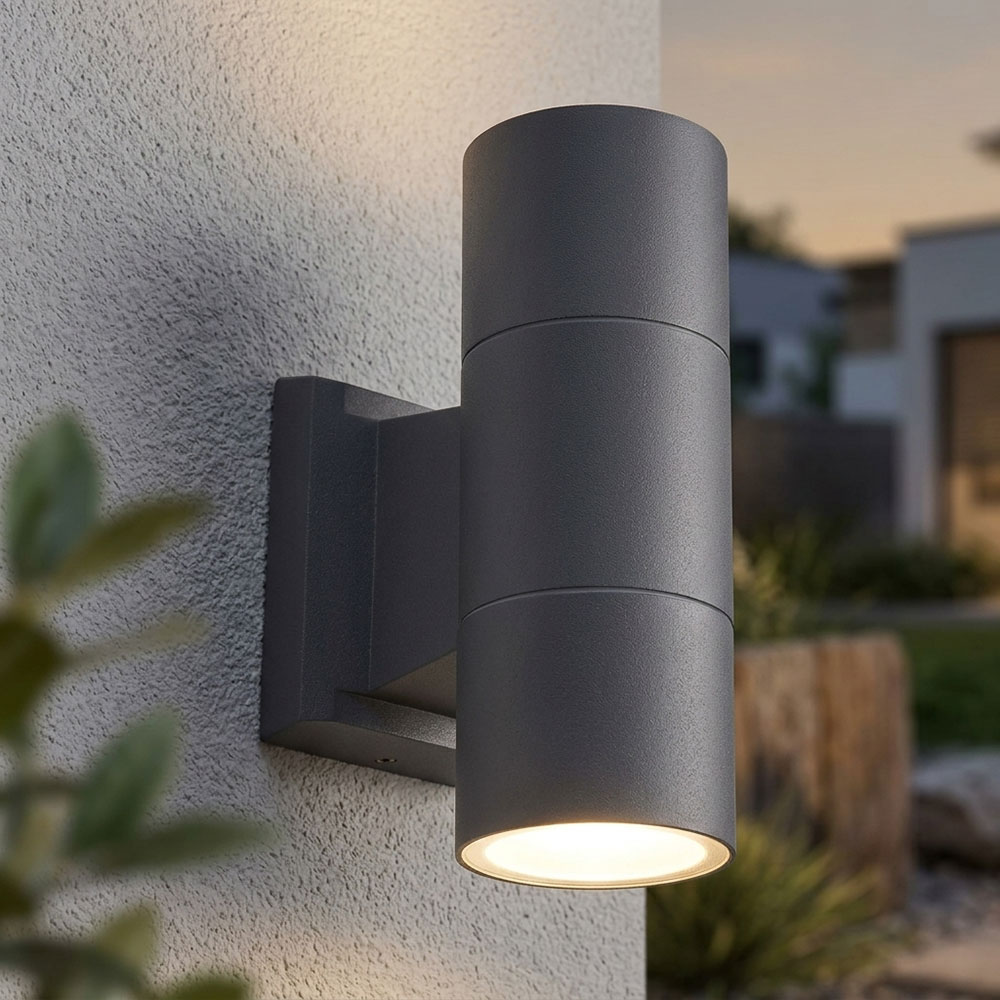 Außenwandleuchte Wandleuchte Gartenleuchte Up Down Anthrazit Aluminium Ip44