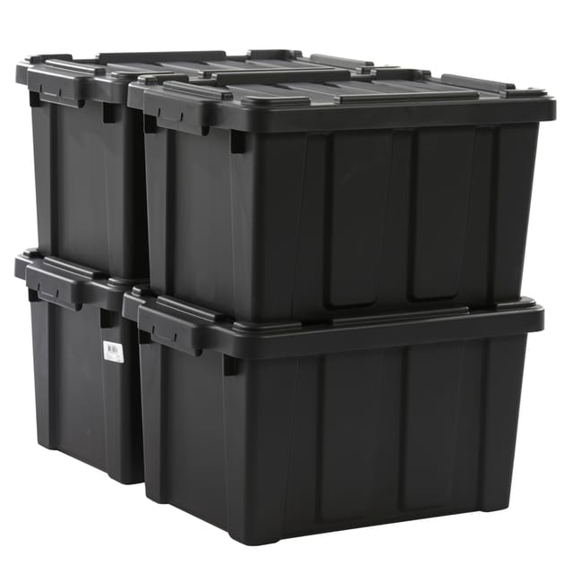 Heavy Duty Organisation Boxes, 21l, 4er-set, Rot, Kompakt, Robust, Stapelbar, Aufbewahrungsbox, Für Garage, Regale, Umzug, Plastik, Utility, Werkzeugkiste, Ddskt-210 - Iris Ohyama