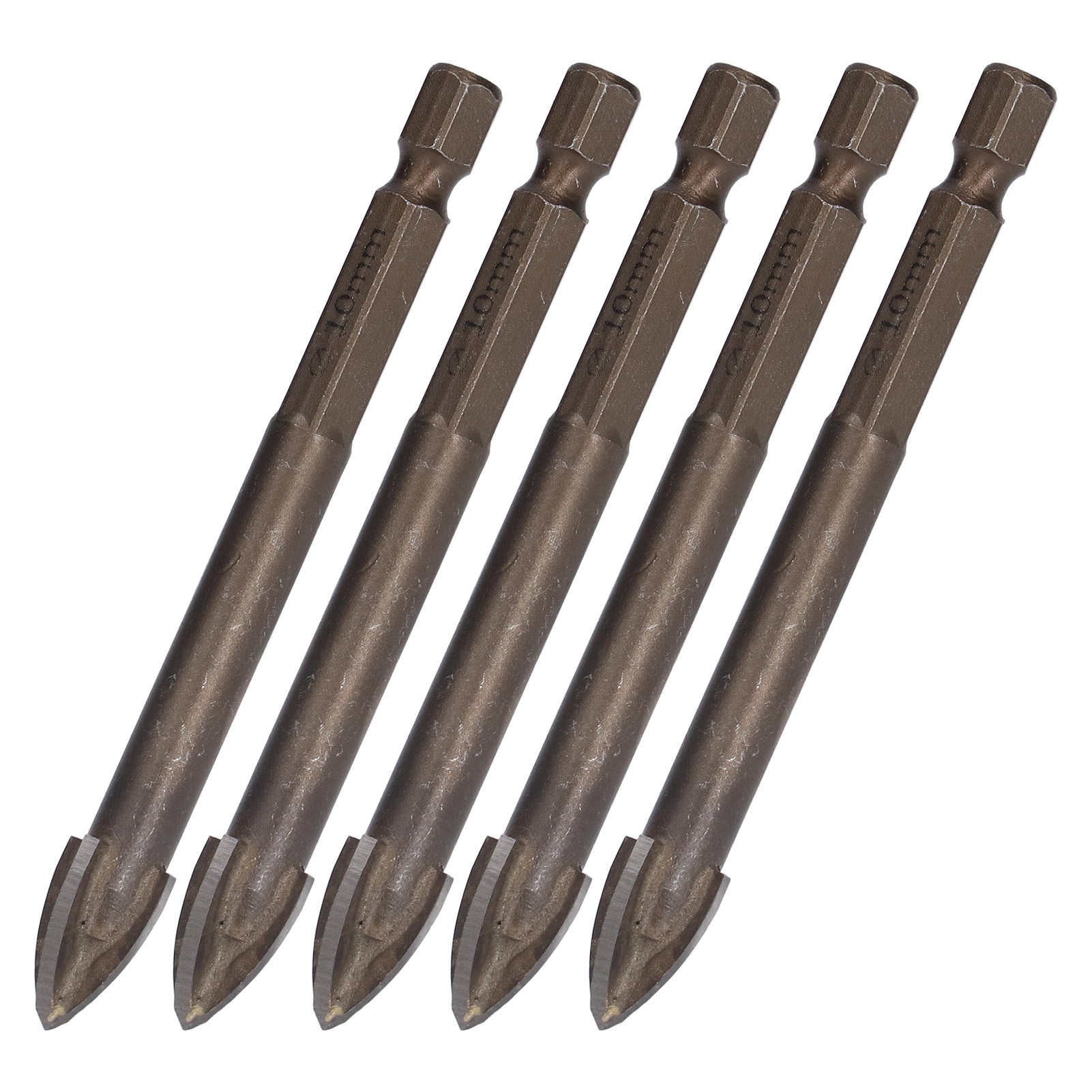 5-teiliges Kreuzbohrer-set, 1/4 Zoll Sechskantschaft, Für Fliesen, Glas, Keramik Und Beton, Lochöffner Aus Hartmetall, 10 Mm