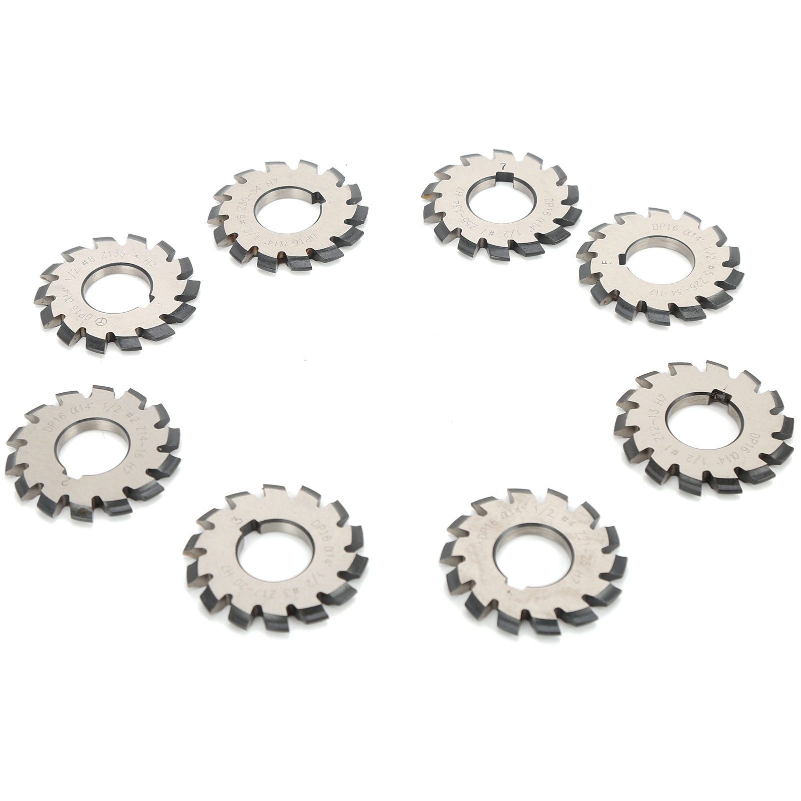 8-teiliger Evolventen-zahnradfräsersatz Für Hss-stahl, 14,5°, 55 Mm, 22 Mm