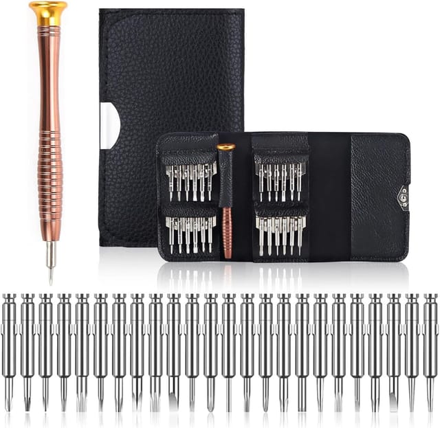 Mini-präzisionsschraubendreher, 25-in-1 Präzisions-schraubendreher-set, Reparaturwerkzeuge, Schraubendreher-werkzeug-set, Ledertasche Für Iphone, Handy, Laptop, Uhr, Spielzeug, Brillen, Schmuck Usw