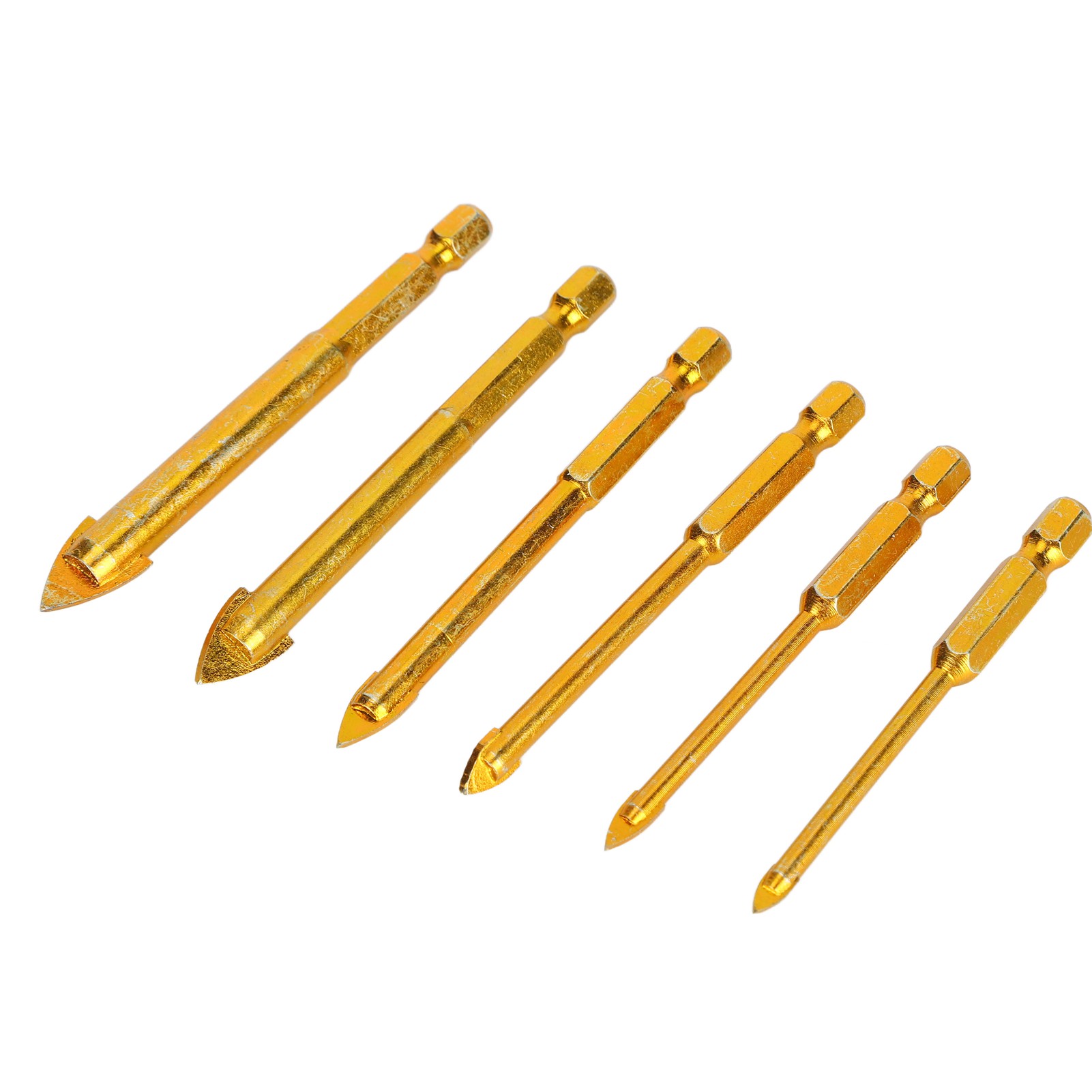 6-teiliges Steinbohrer-set, Goldener Kohlenstoffstahl Yg6-legierung, Glasbohrer, 1/4-zoll-sechskantschaft