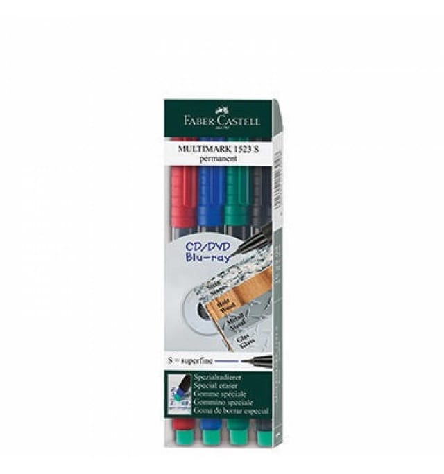 Faber Castell - Folienstift multimark 1523 0,4mm farbig sortiert 4 St./Pack.