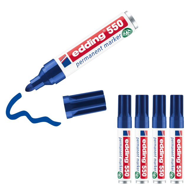 Edding - 550 4-550003 Permanentmarker Blau wasserfest: Ja