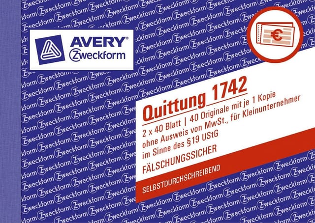 Quittung DIN A6 quer selbstdurchschreibend 1 Durchschlag 2 x 40 Bl.
