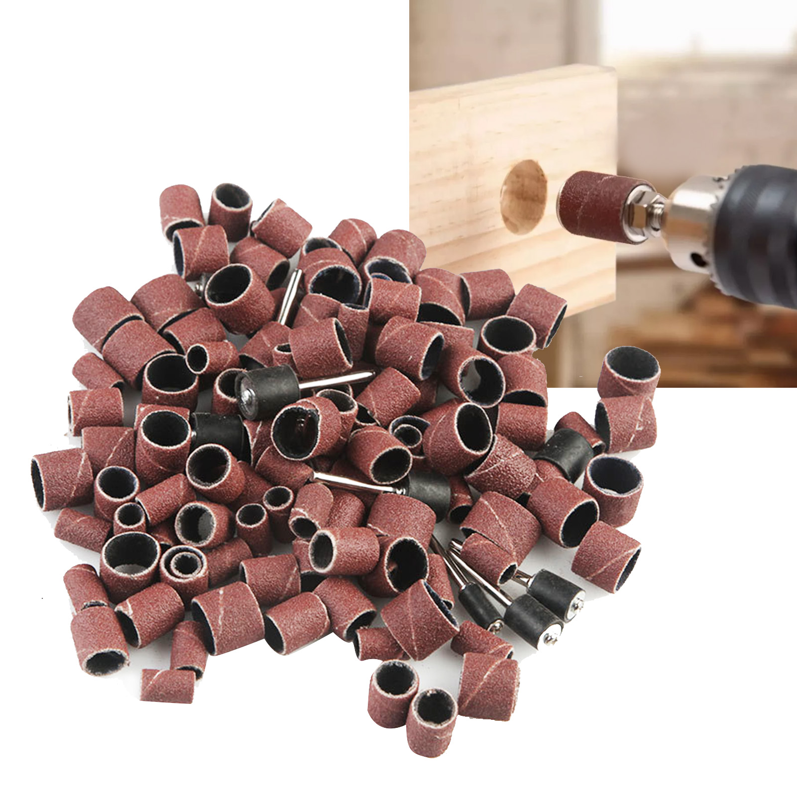 Set Mit 120 Schleiftrommeln (1/2", 3/8", 1/4"), 12 Dornen, Schleifaufsätzen Für Nagelbohrer