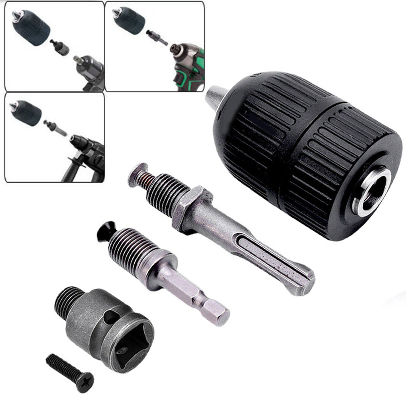 Schnellspannbohrfutter Mit 3 Backen, 1/2"-vierkant- Auf 1/4"-sechskantadapter, Spannbereich 2–13 Mm