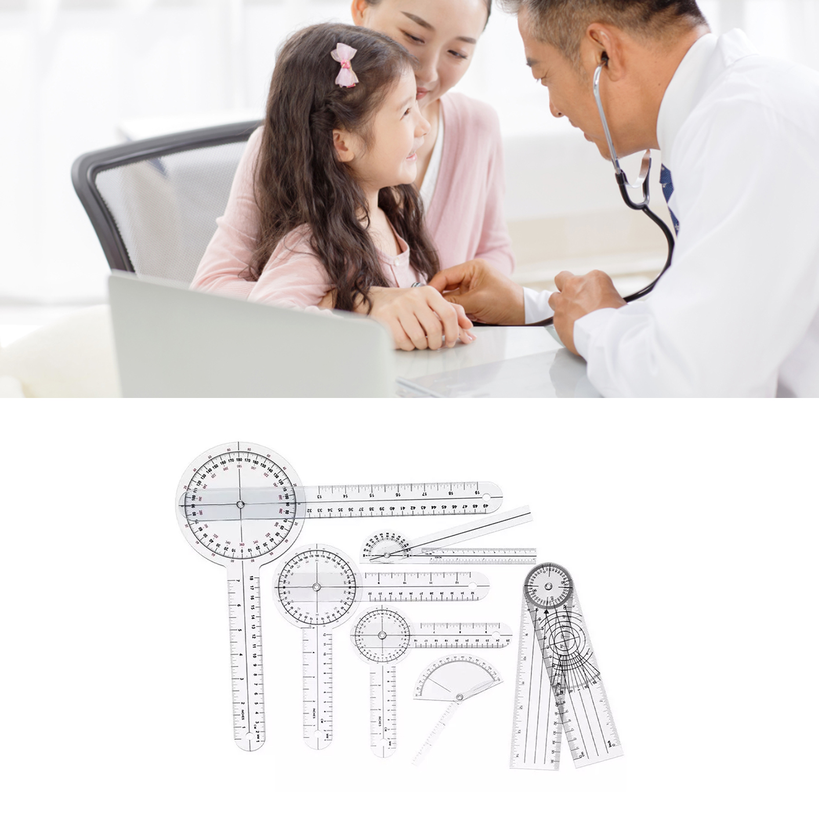 Set Mit 6 Medizinischen Goniometern Aus Transparentem Pvc, Klare Und Verschleißfeste Skala, Winkelmesser Für Die Orthopädie