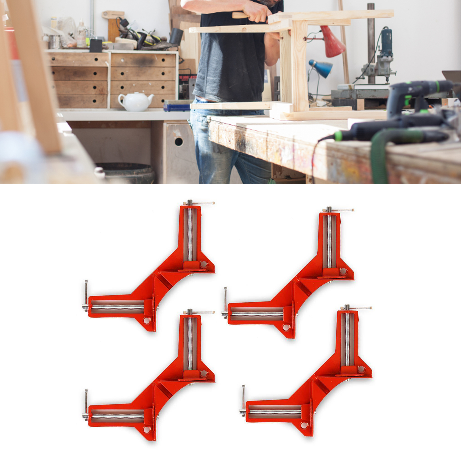 Set Mit 4 Eckklemmen Aus Aluminiumlegierung, Hohe Tragfähigkeit, 90°-winkelverbinder Für Holzbearbeitung, Bilderrahmen Und Aquarien