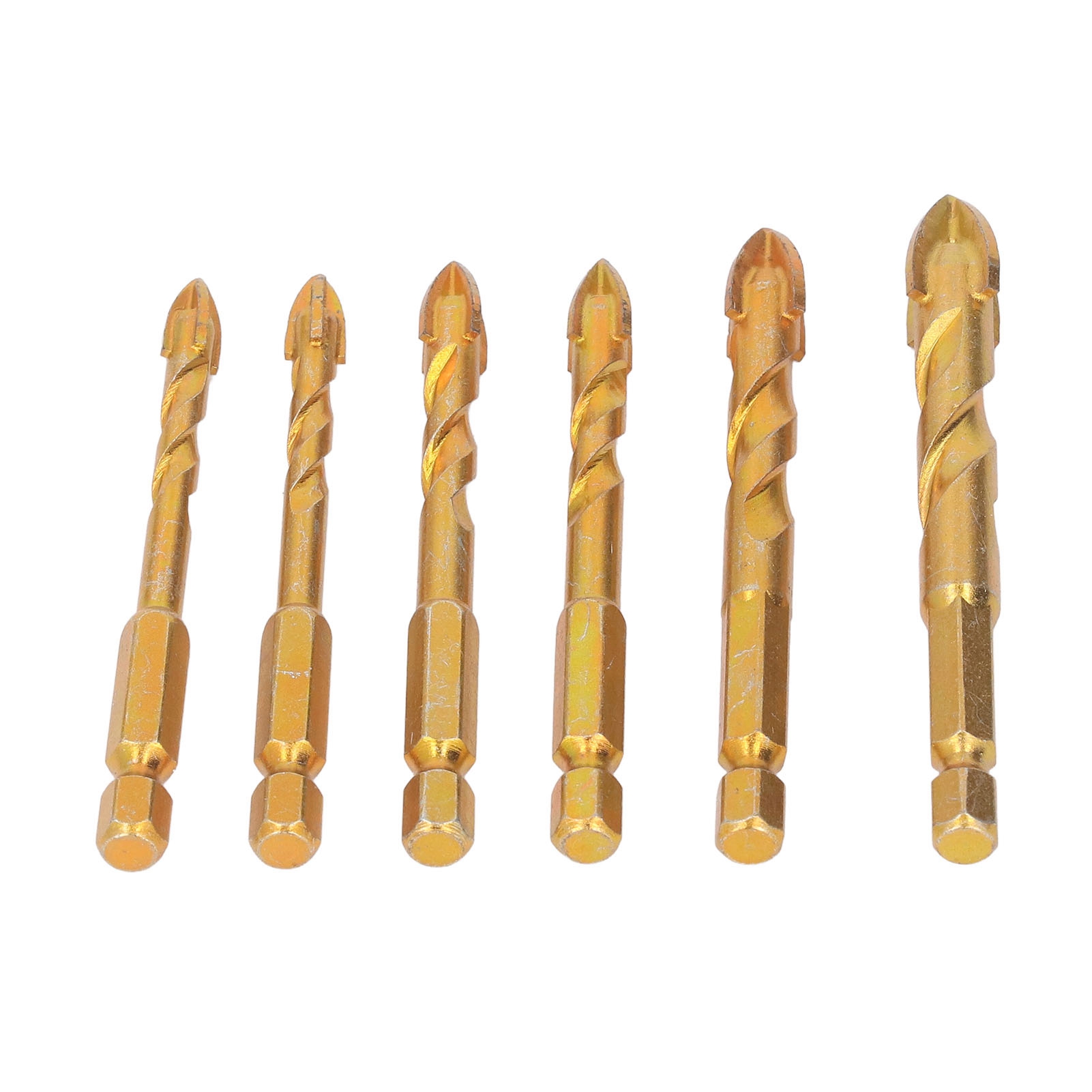 6-teiliges Hartmetallbohrer-set Mit Kreuz- Und Sechskantschaft Zum Bohren Von Keramik, Marmor Und Glas