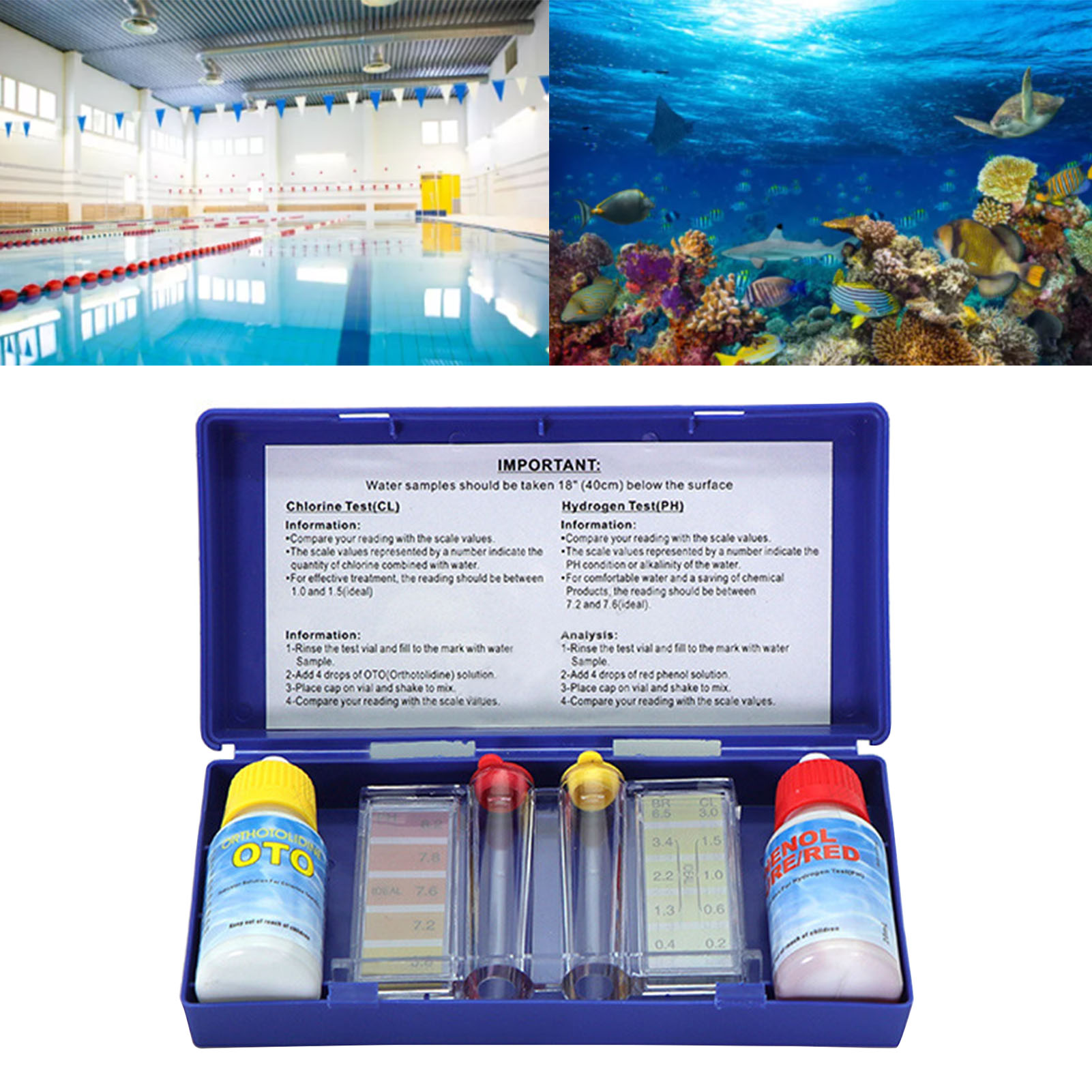 Wasserqualitätstest-set Mit Teststreifen Und Röhrchen Zur Messung Von Ph-wert Und Restchlor