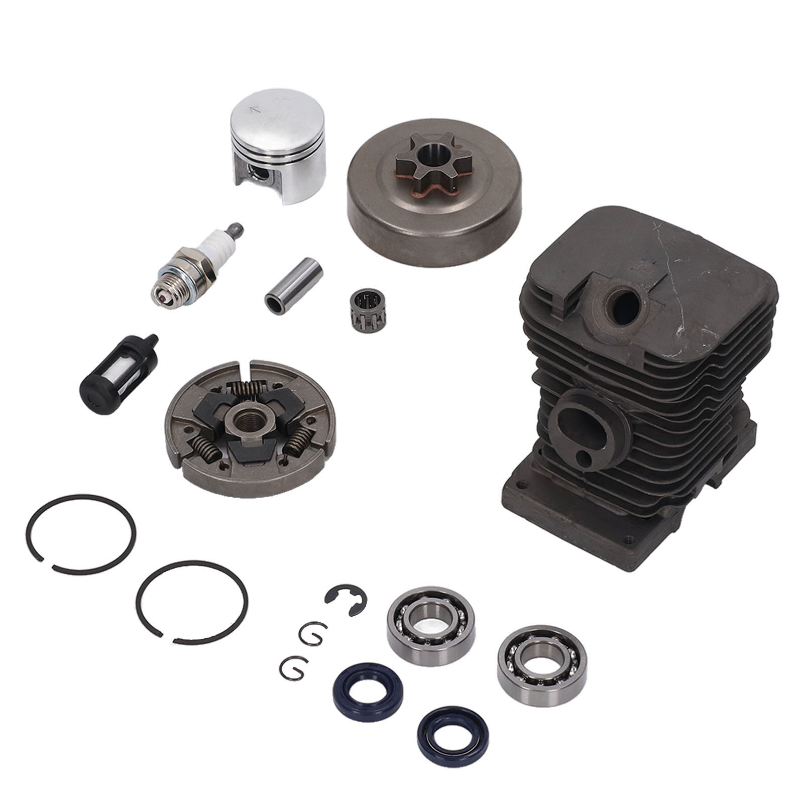 3/8" 6t Kettensägenkettensatz Mit 38mm Zylinder, Zündkerze, Luftfilter Und Lagern Für Stihl Ms180 Ms170