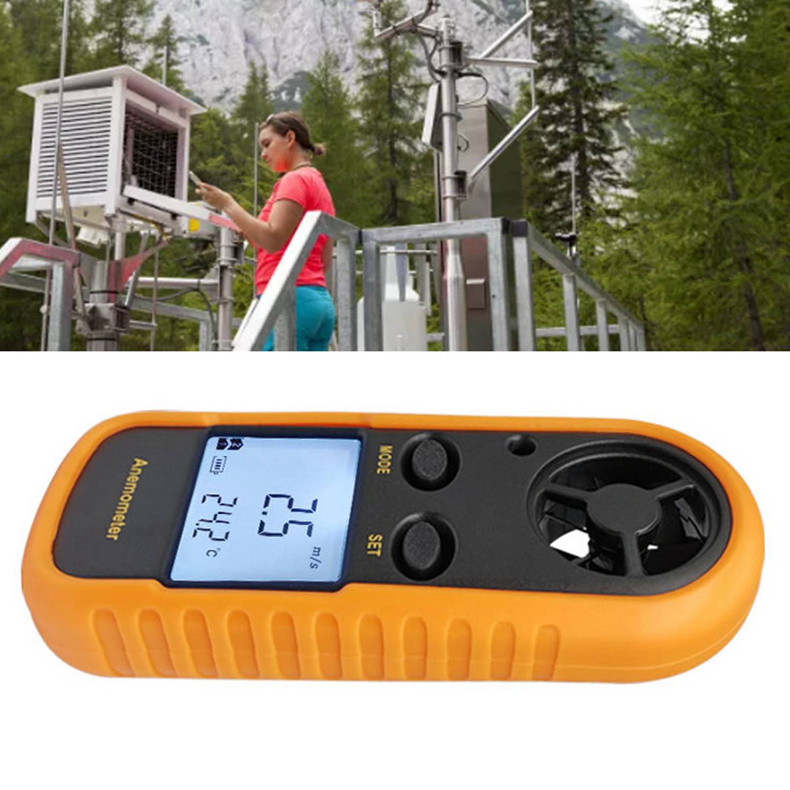 Digitales Anemometer Mit Hintergrundbeleuchtung, Schneller Windgeschwindigkeitsmessung, Mini-handgerät Mit Präzisem Sensor, Englische Version