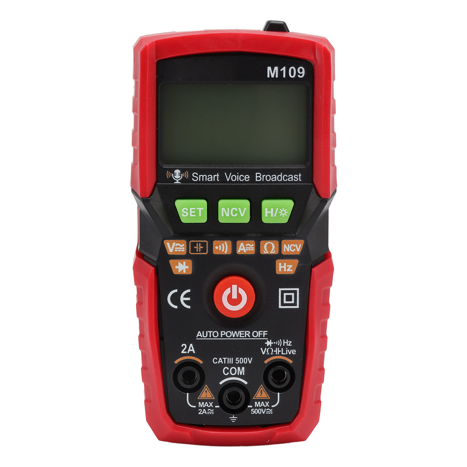 Digitales Multimeter Mit Englischer Sprachausgabe, Hintergrundbeleuchtetem Display, Taschenlampe, Ncv-automatiktester, Tragbarem Ac/dc-voltmeter/amperemeter, Rot
