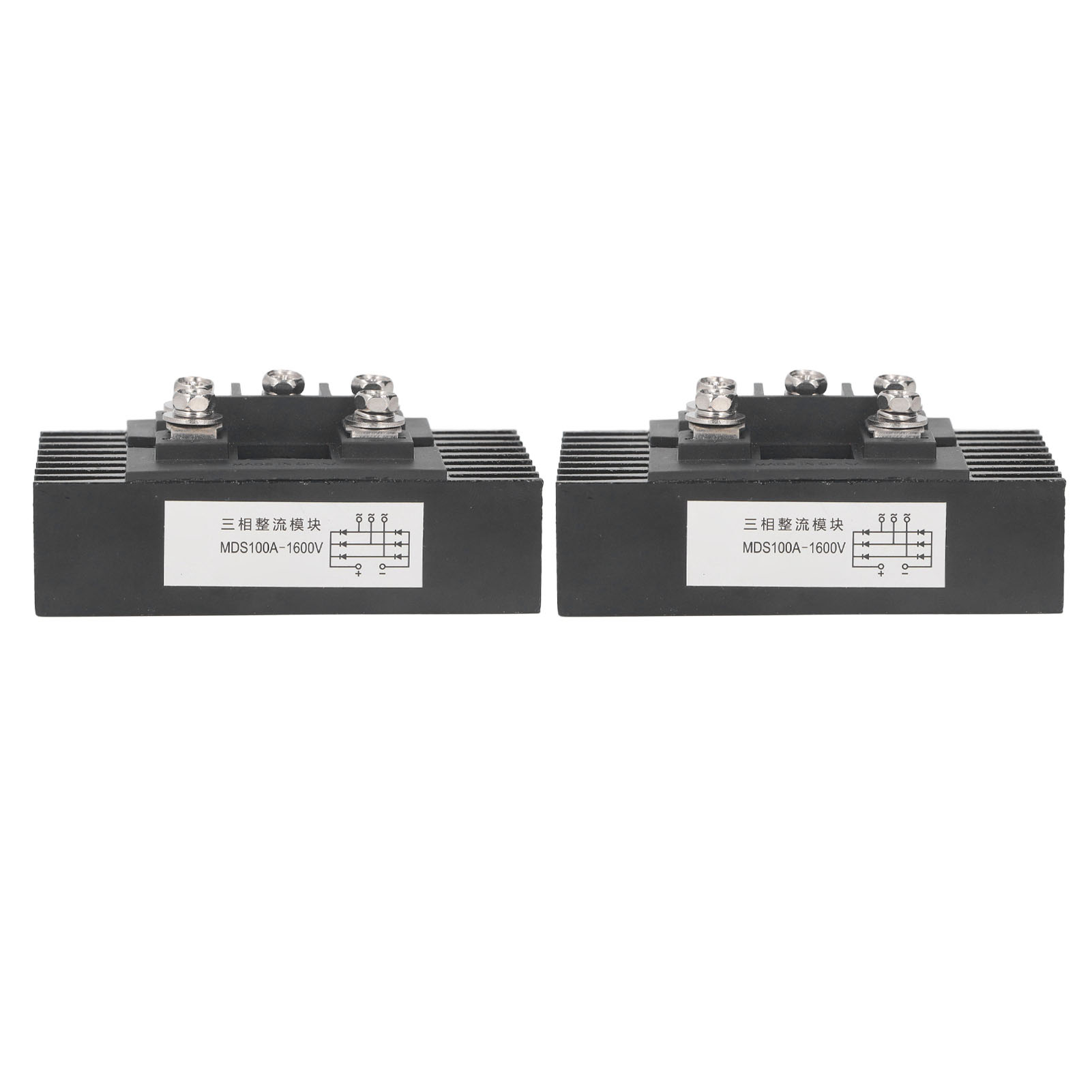 Dreiphasiger 100a 1600v Brückengleichrichter Mit Kühlkörper, Gleichrichtermodul Sql100a, 2er-packung, Zuverlässiger Ersatz Für Frequenzumrichter Und Industrielle Netzteile.