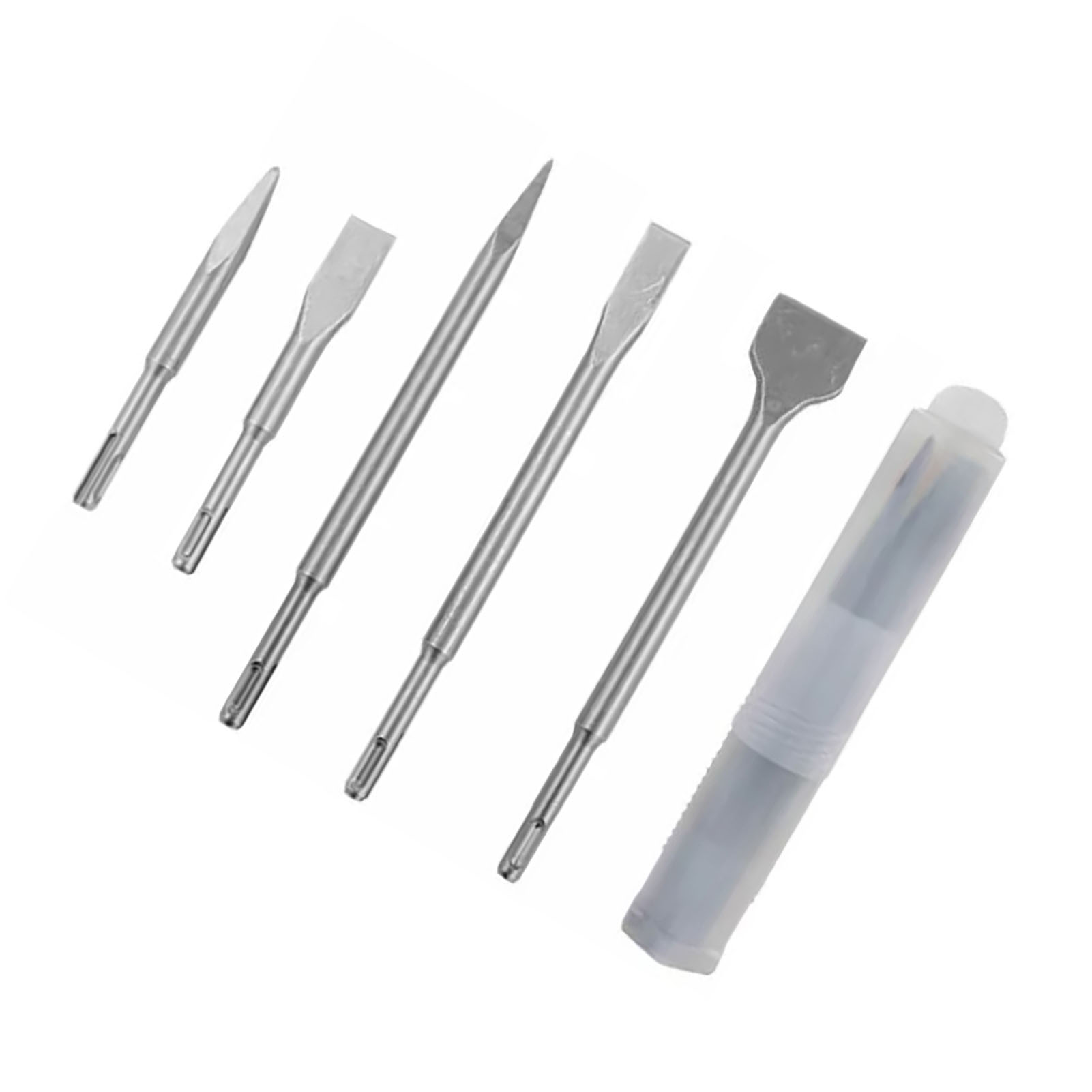Set Mit 5 Sds-plus-bohrmeißeln, Rundschaft, 40cr-stahl, Flachmeißel Für Bohrhammer, Flachspitze, Abbruchwerkzeuge