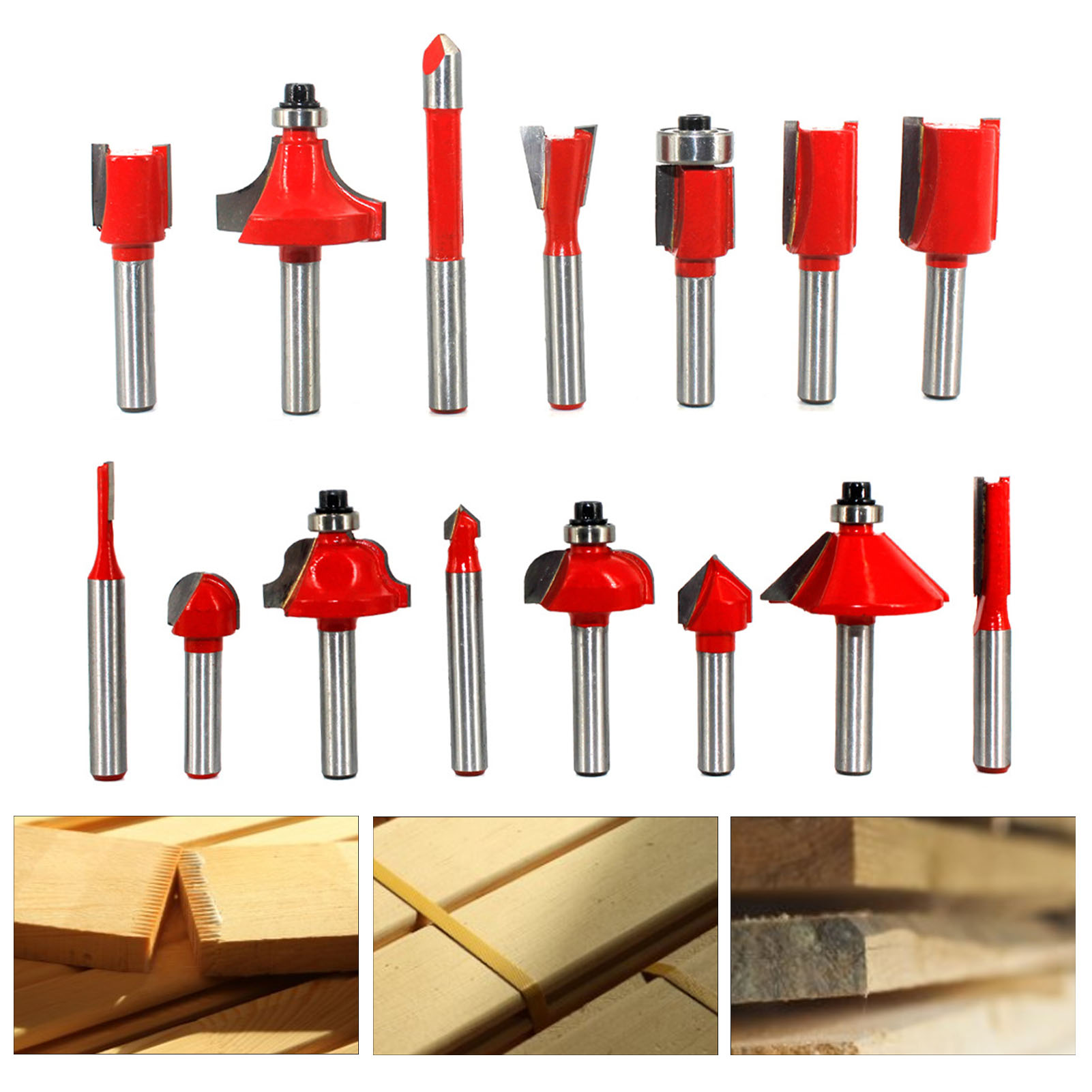 Set Mit 15 Hartmetall-fräsern, 1/4-zoll-schaft, Für Holz, Gravur, Fräsen, Mit Aufbewahrungskoffer.