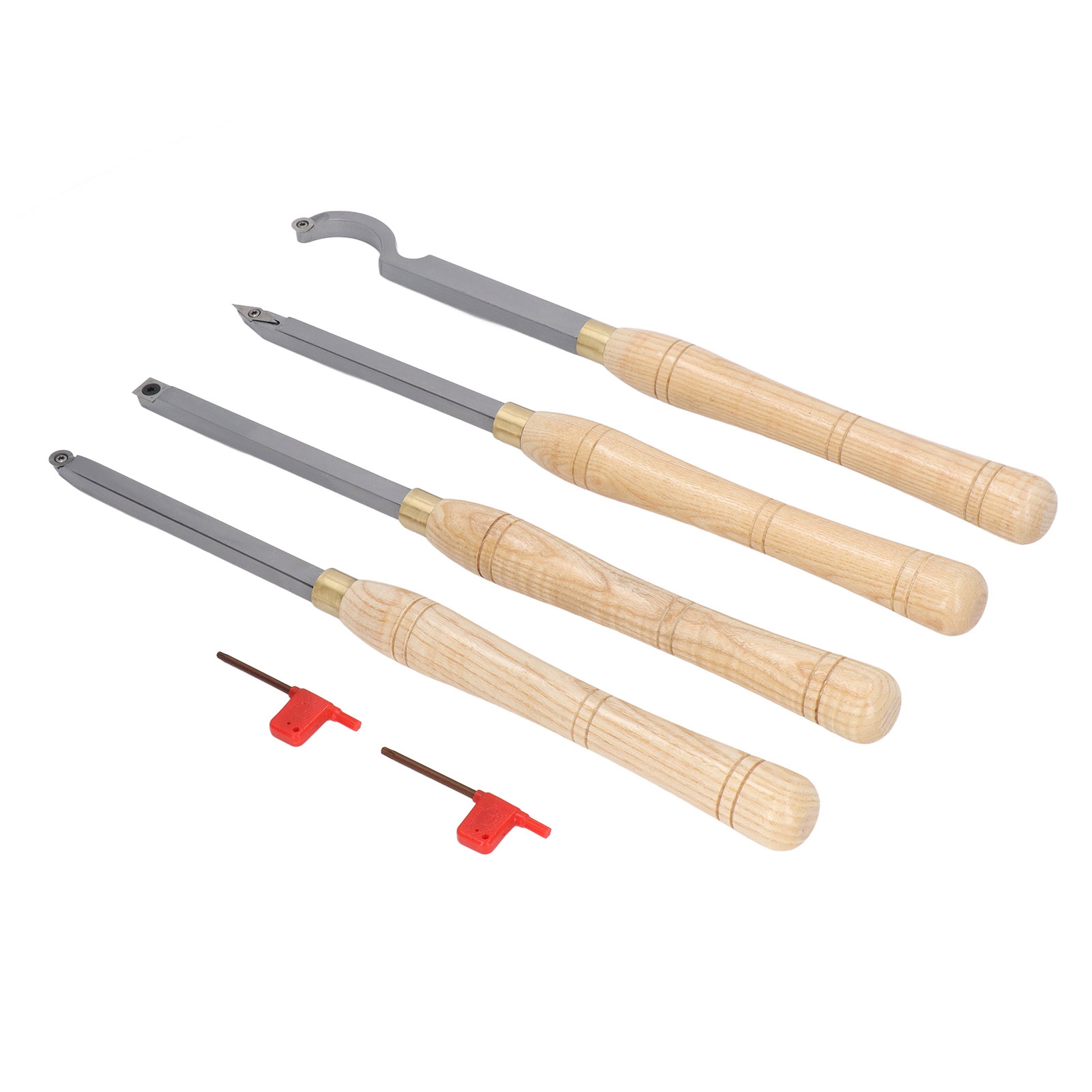 Set Aus 4 Drechselwerkzeugen, Abnehmbarer Holzgriff, Ultrascharfe Einsätze Aus Gehärtetem Stahl Für Professionelle Holzdrehbänke.