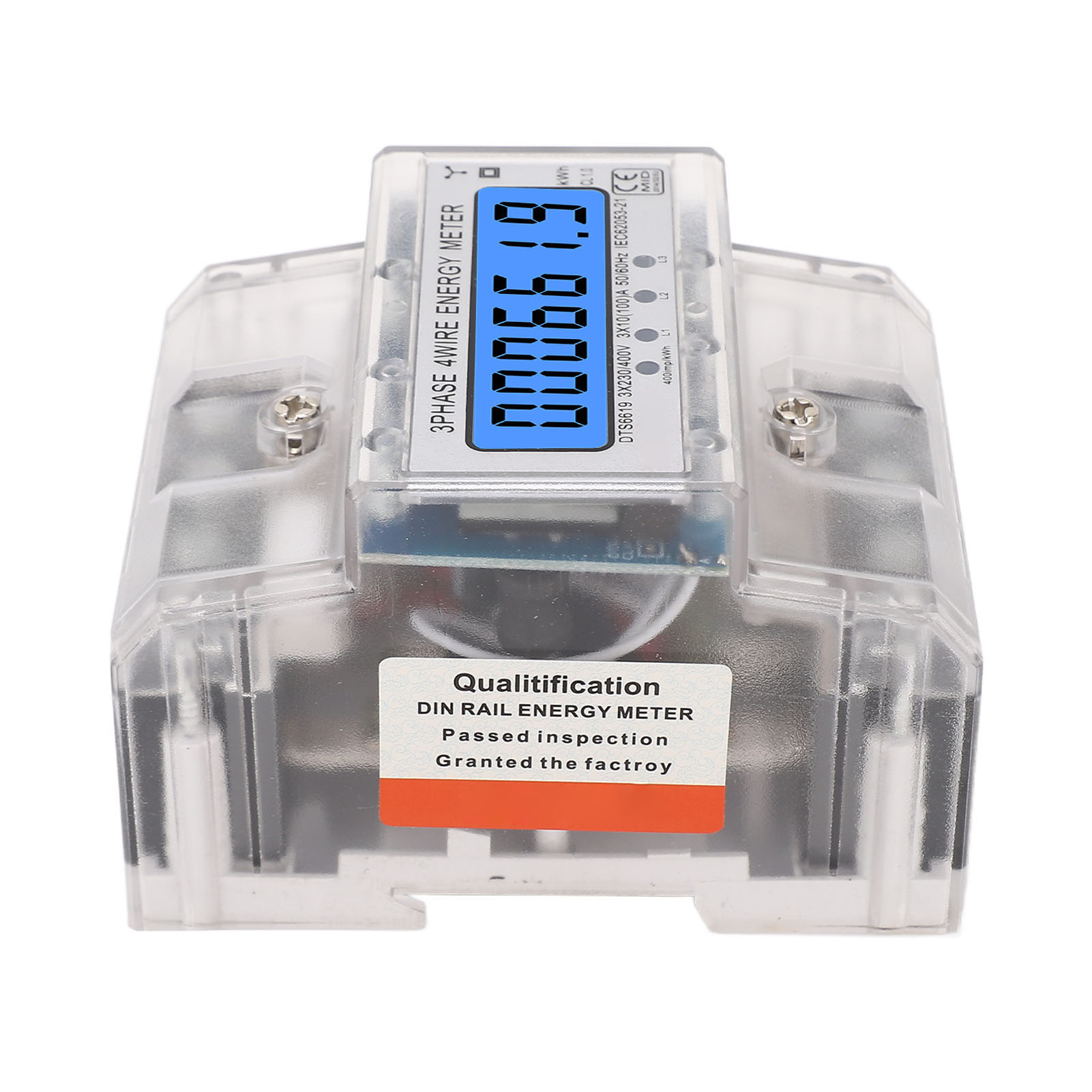 Dreiphasen-4-leiter-stromzähler, Hintergrundbeleuchtetes Lcd-display, Din-schienenmontage, 10–100 A, 230–400 V Ac, Energieverbrauchsmessung