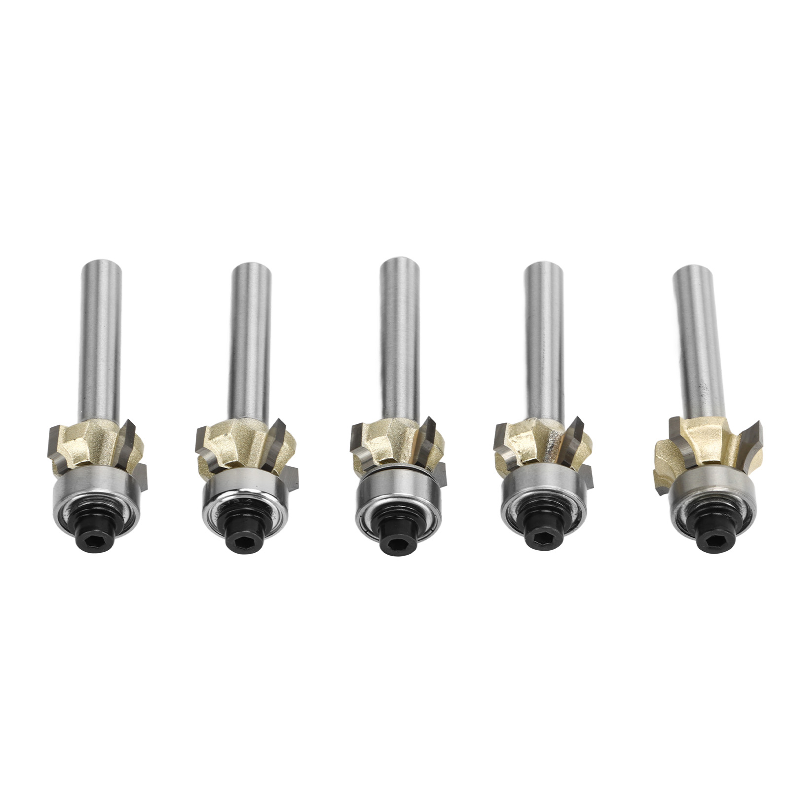 Set Mit 5 Vierschneidigen Holzfräsern, Abgerundetem Fasenfräser, Entgratfräser Für Oberfräsen, 6,35 Mm Schaft