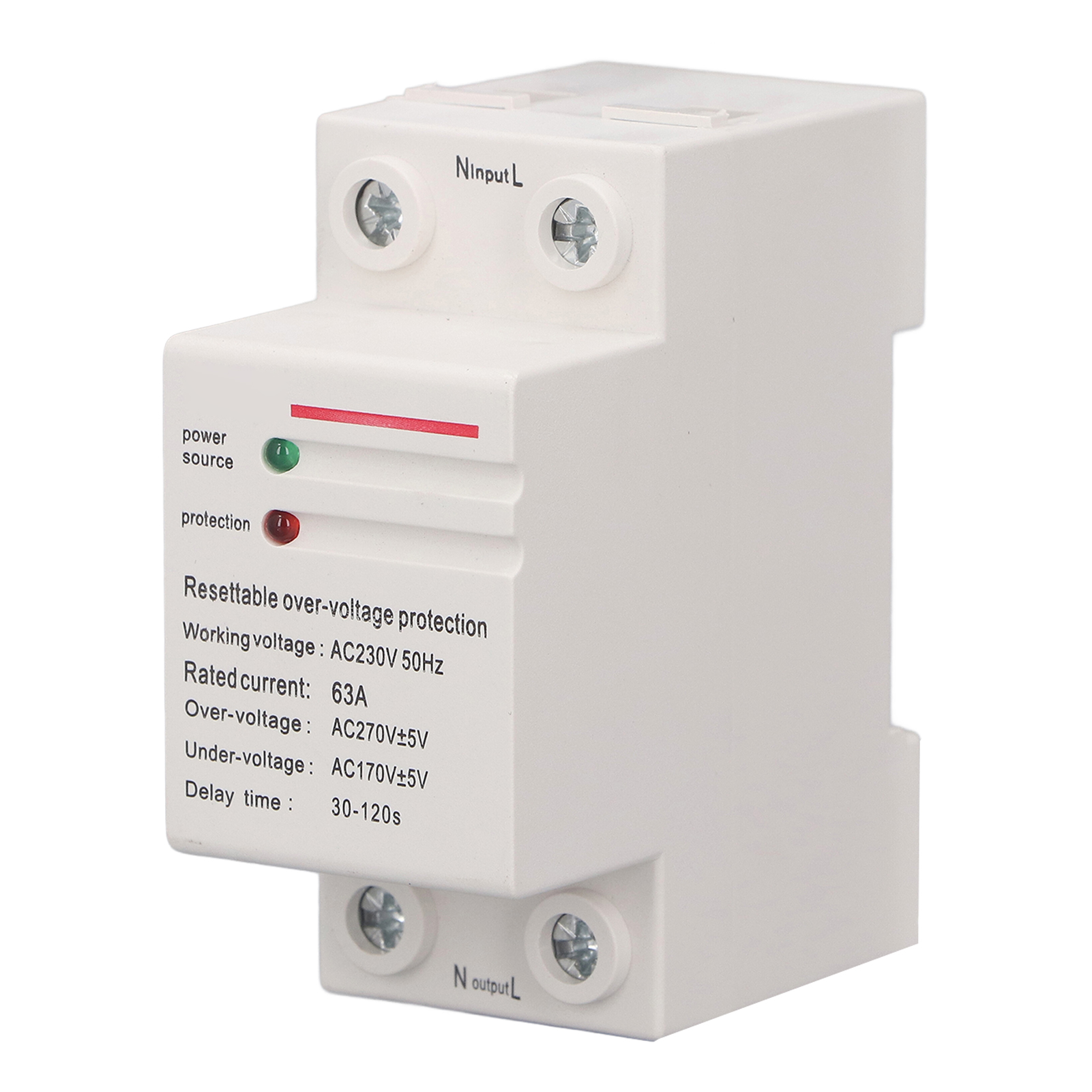 Einphasiger 220-240v 63a Überspannungs- Und Unterspannungsschutz, Din-schiene, Automatische Rückstellung, Integrierter Stromtimer.