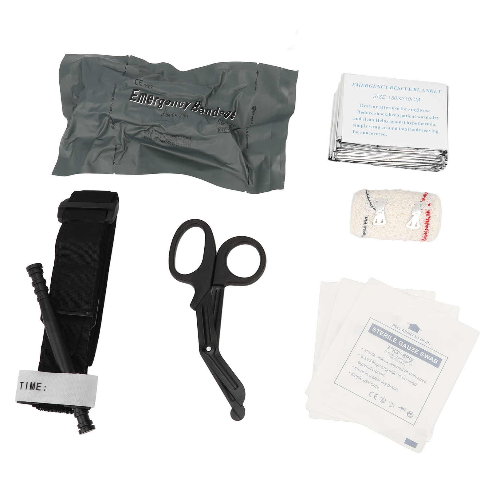 Multifunktionales Notfall-erste-hilfe-set Mit Tourniquet, Israelischer Kompresse, Schere, Decke Und Mullbinden – Outdoor-trauma-set