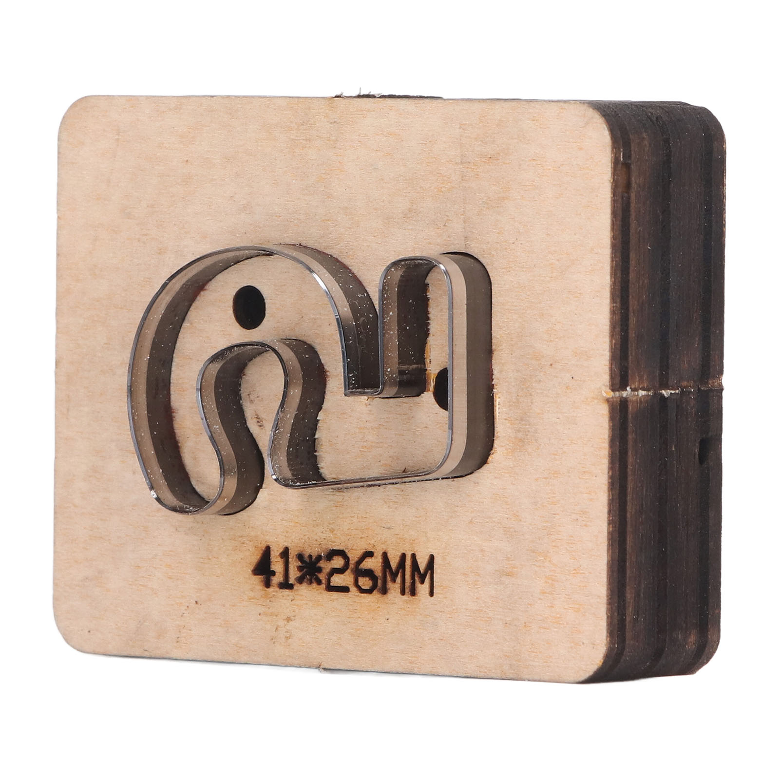 Ausstechform Aus Metall Mit Holzsockel, Hohlstempel, Locher Für Lederbastelarbeiten, 41 X 26 Mm