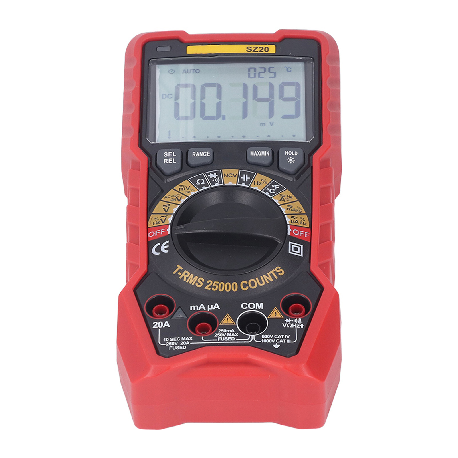 Digitales Multimeter Mit 25.000 Messpunkten, Spannungs-, Strom-, Widerstands-, Kapazitäts-, Frequenz- Und Temperaturmessgerät, Professionelles Elektriker-set Mit Lcd-display
