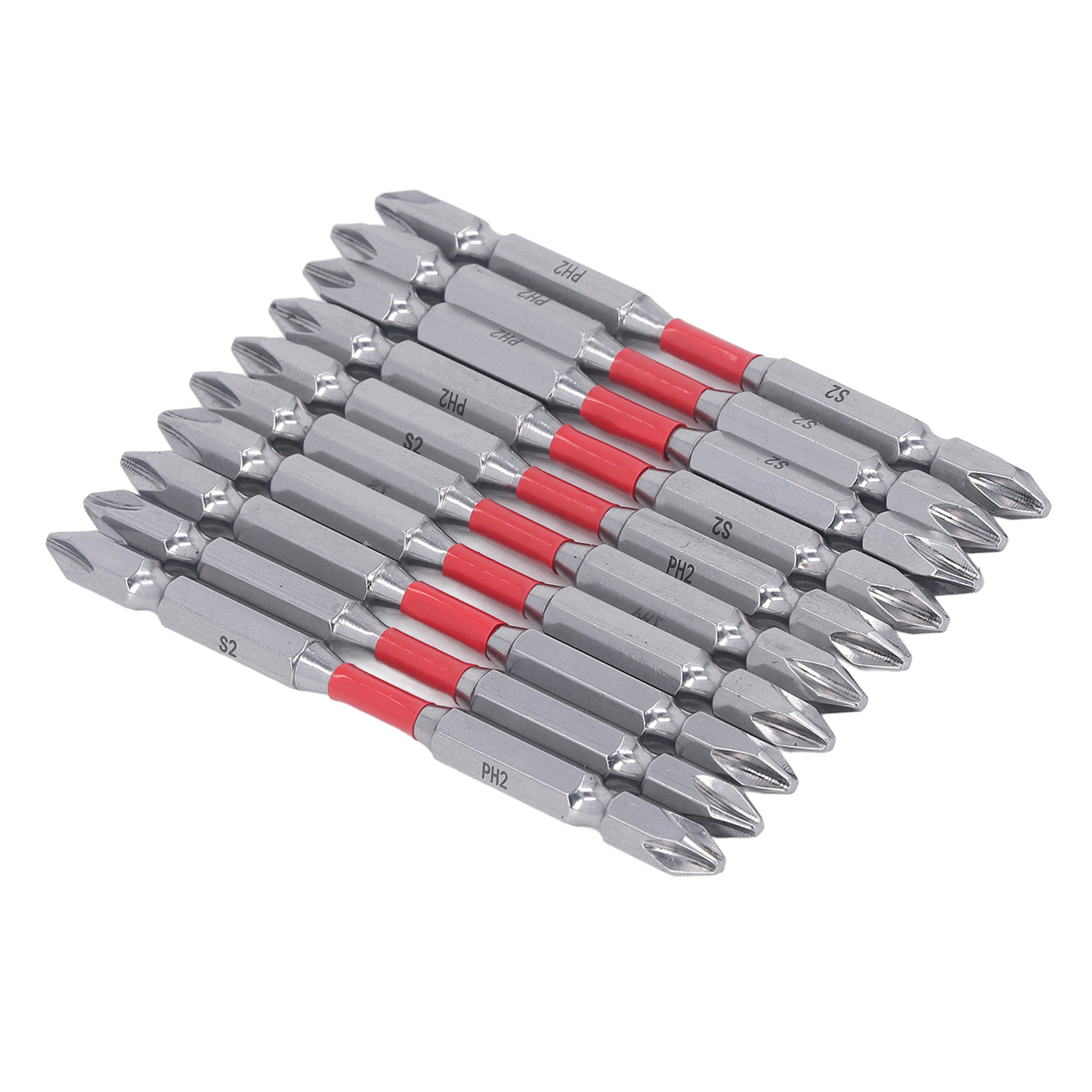 Set Mit 10 Magnetischen Phillips-bits Aus Legiertem Stahl, Rost- Und Verschleißfest, 1/4 Zoll, Für Elektroschrauber, Industrielle Anwendung, 100 Mm.
