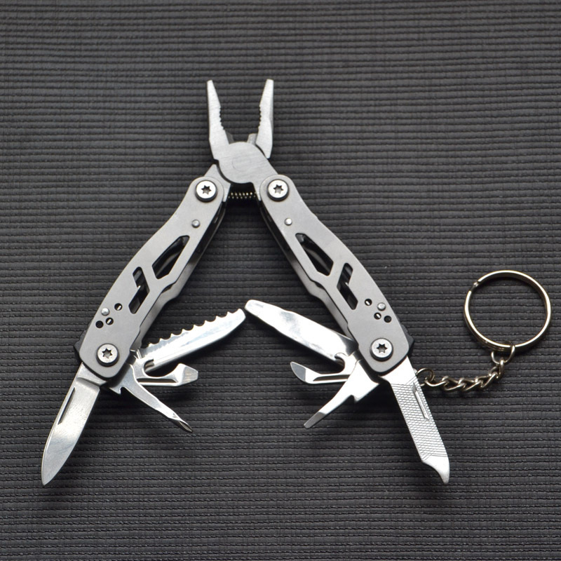 14-in-1 Faltbares Mini-multitool Aus Edelstahl, Tragbares Und Vielseitiges Outdoor-werkzeug, Stahlfarbe