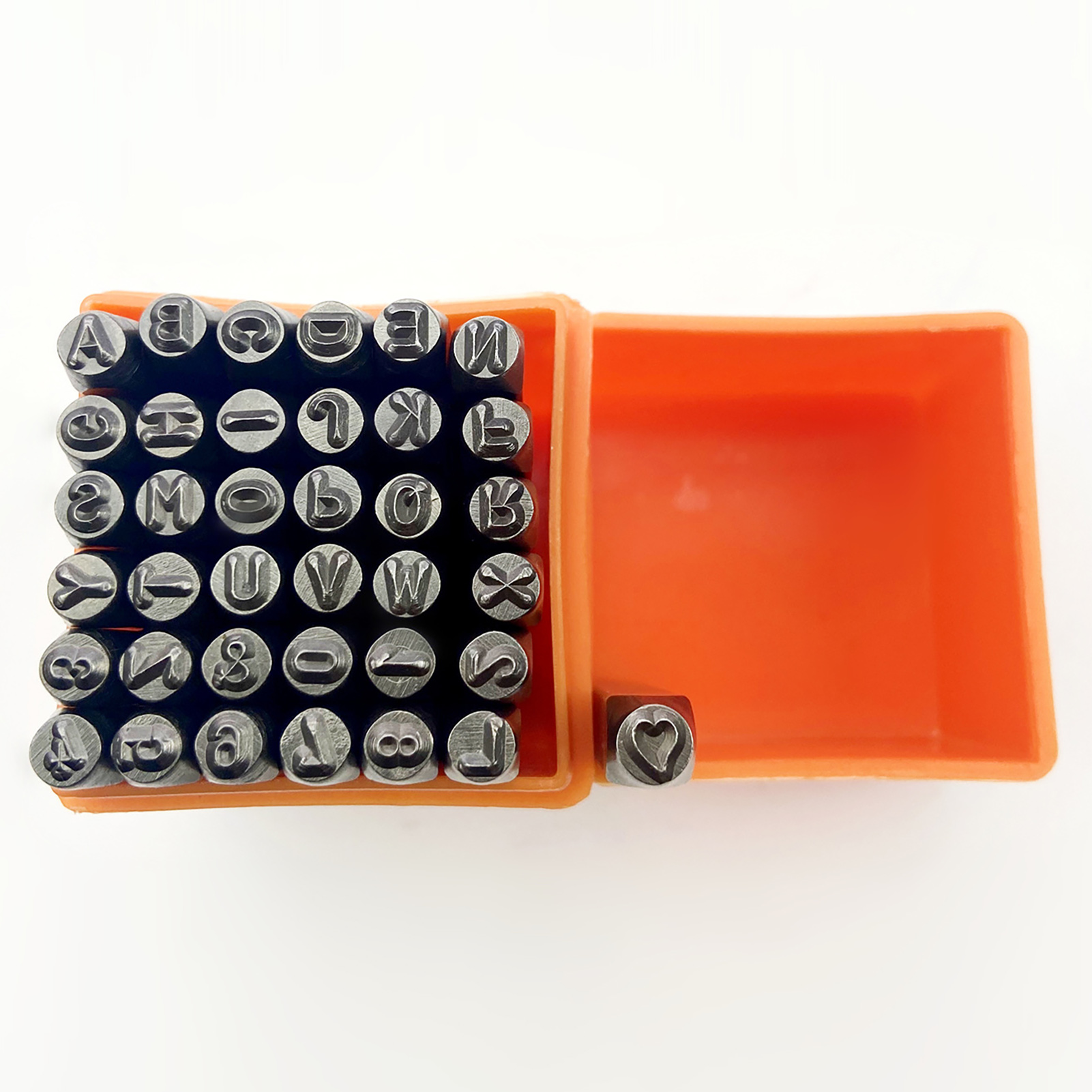 Set Mit 37 Stahlstempeln (26 Buchstaben, 9 Zahlen, 1 Symbol, 1 Herz), Tragbares Prägewerkzeug Für Leder Und Metall