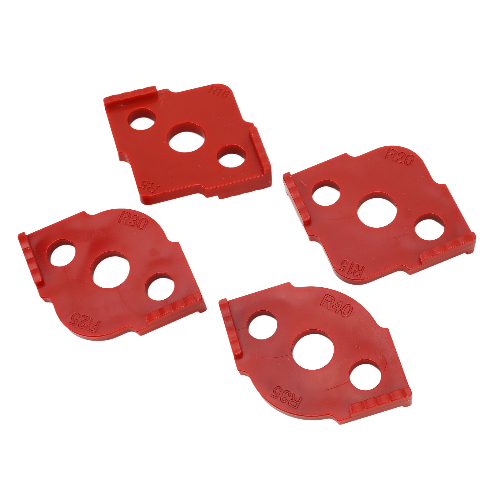 Set Mit 4 Abs-rundeckenschablonen, Frässchablone Mit Winkelanschlag, Markierungsschablone Für Die Holzbearbeitung, Rot, Zum Bohren Und Schneiden