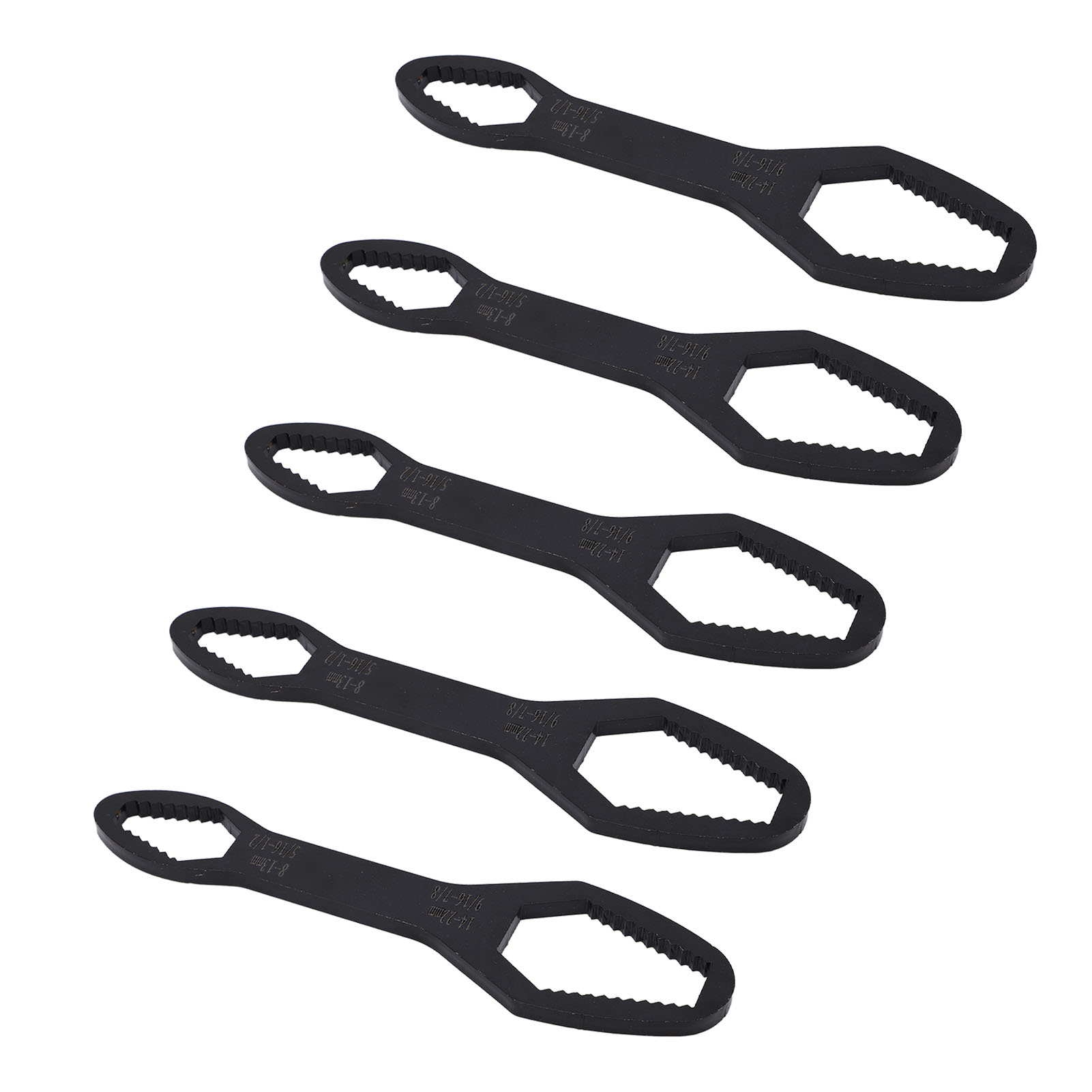 Doppelseitiger Verstellbarer Schraubenschlüssel 8–22 Mm, 160 Mm, Legierter Stahl, Selbstsichernd, Schwarzes Universalwerkzeug, 5er-set
