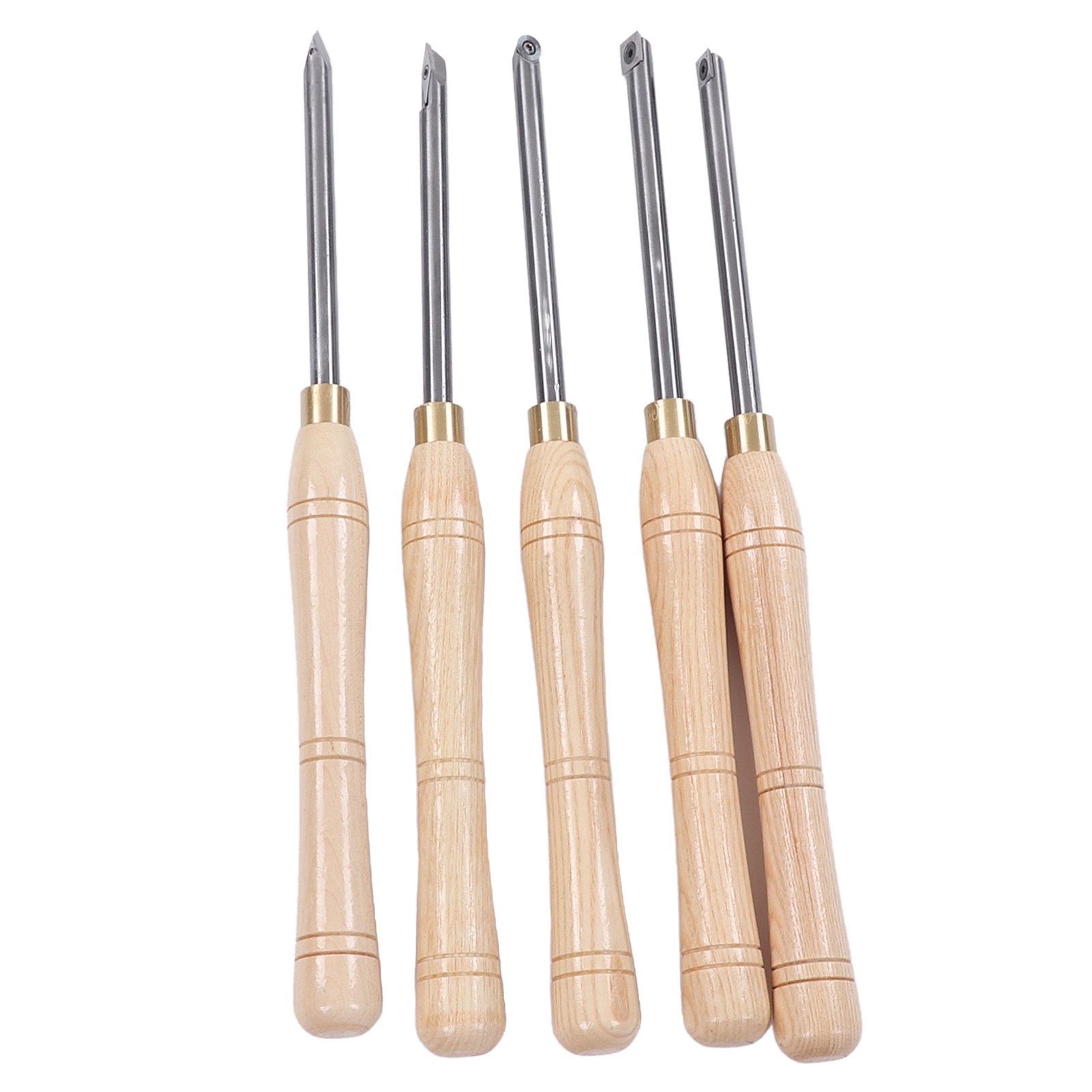 Set Aus 5 Drechselwerkzeugen, Hartmetallmeißeln, Großen Holzgriffen, Für Holzbearbeitung Und Tischlerei
