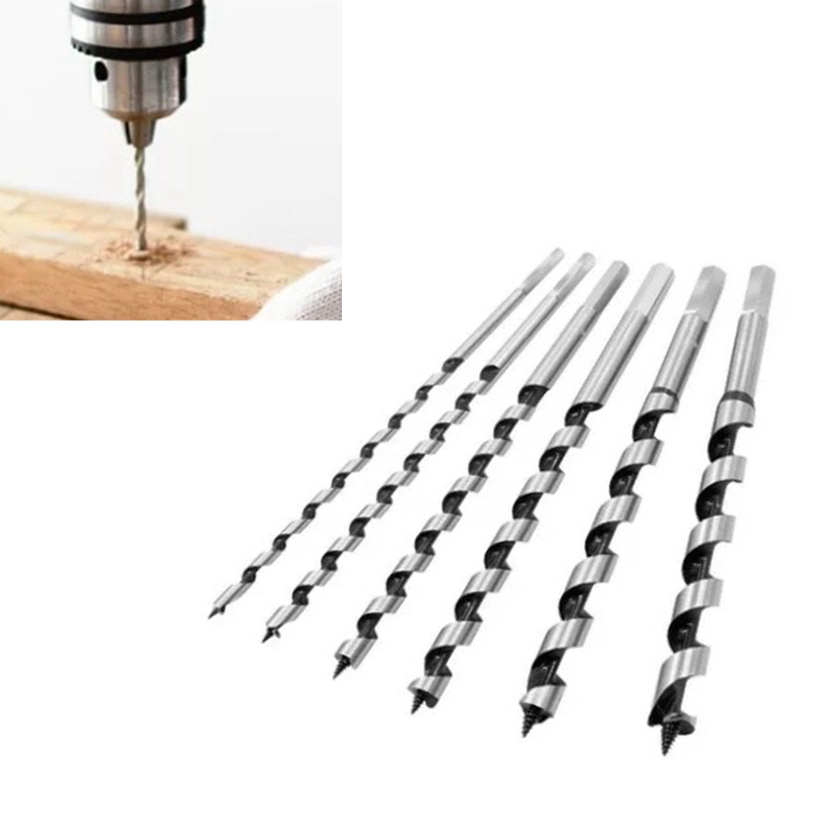 6-teiliges Holzbohrer-set, Sechskantschaft, Verlängerter Schaft, Holzbearbeitungsbohrer, Schärfen