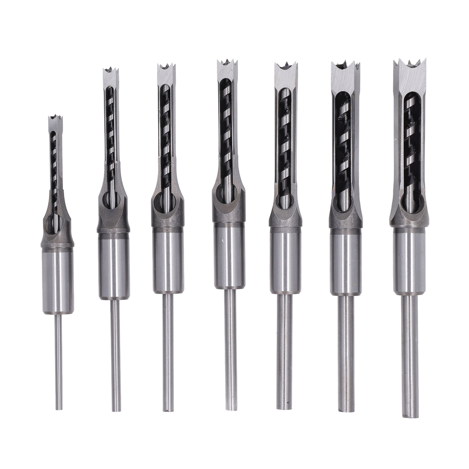 Set Mit 7 Vierkant-holzbohrern, 1/4 Zoll, 5/16 Zoll, 3/8 Zoll, 2/5 Zoll, 1/2 Zoll, 9/16 Zoll, 5/8 Zoll, Hss-stangenbohrer, Holzbearbeitungszubehör