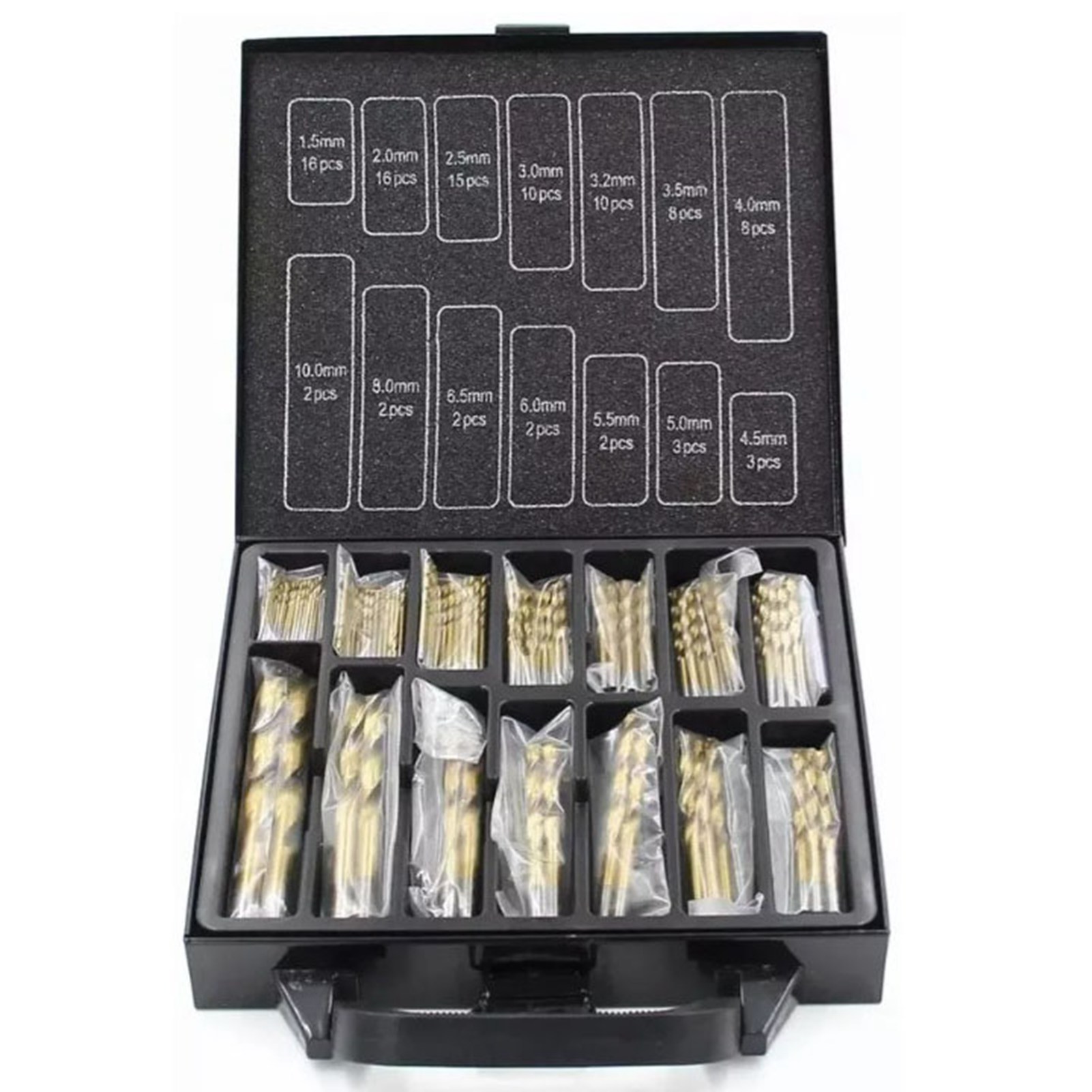 Set Mit 99 Hss-spiralbohrern, Feinverzahnt, Titanbeschichtet, Für Holz Und Konstruktion, Präzises Bohren, Komplettset
