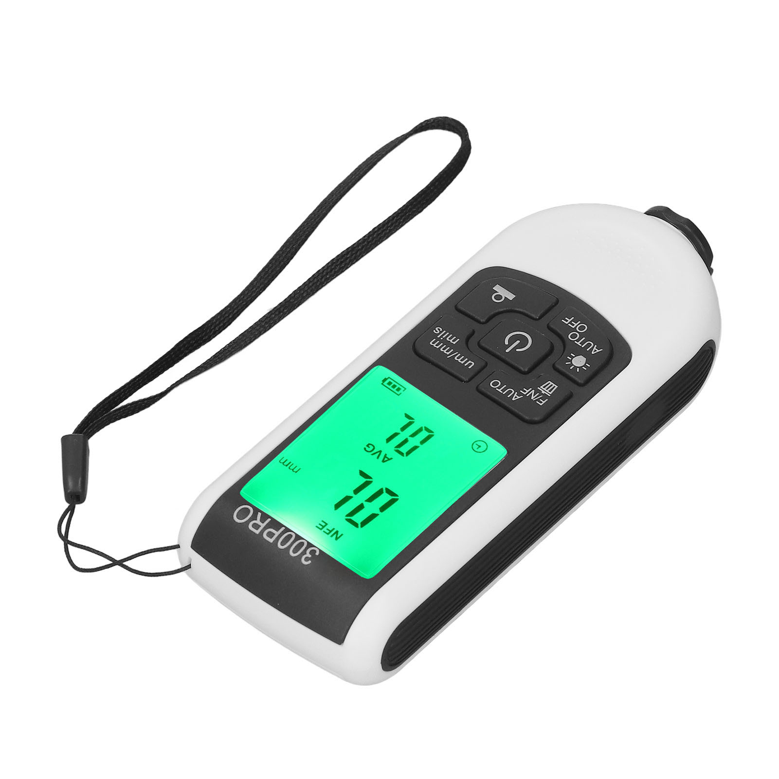 Digitales Lackdickenmessgerät 0–2000 Μm, Schichtdickenmesser Für Fahrzeugkarosserien, Lcd-display, Weiß