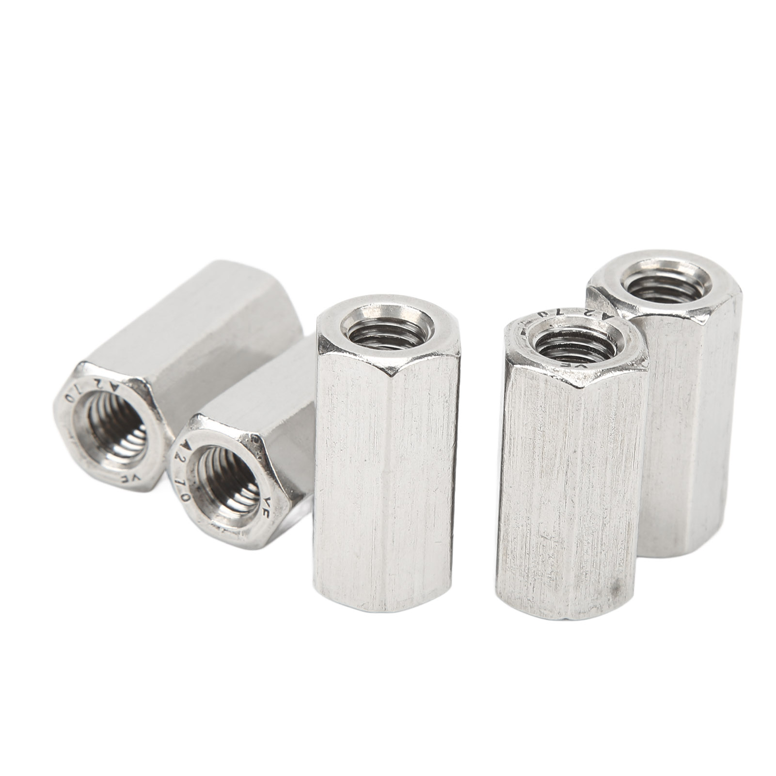 Sechskant-verbindungsmuttern M10 Aus Gebürstetem Edelstahl, 5er-pack, Korrosionsbeständig, Silberfarbene Verbinder Für Schrauben Und Bolzen.