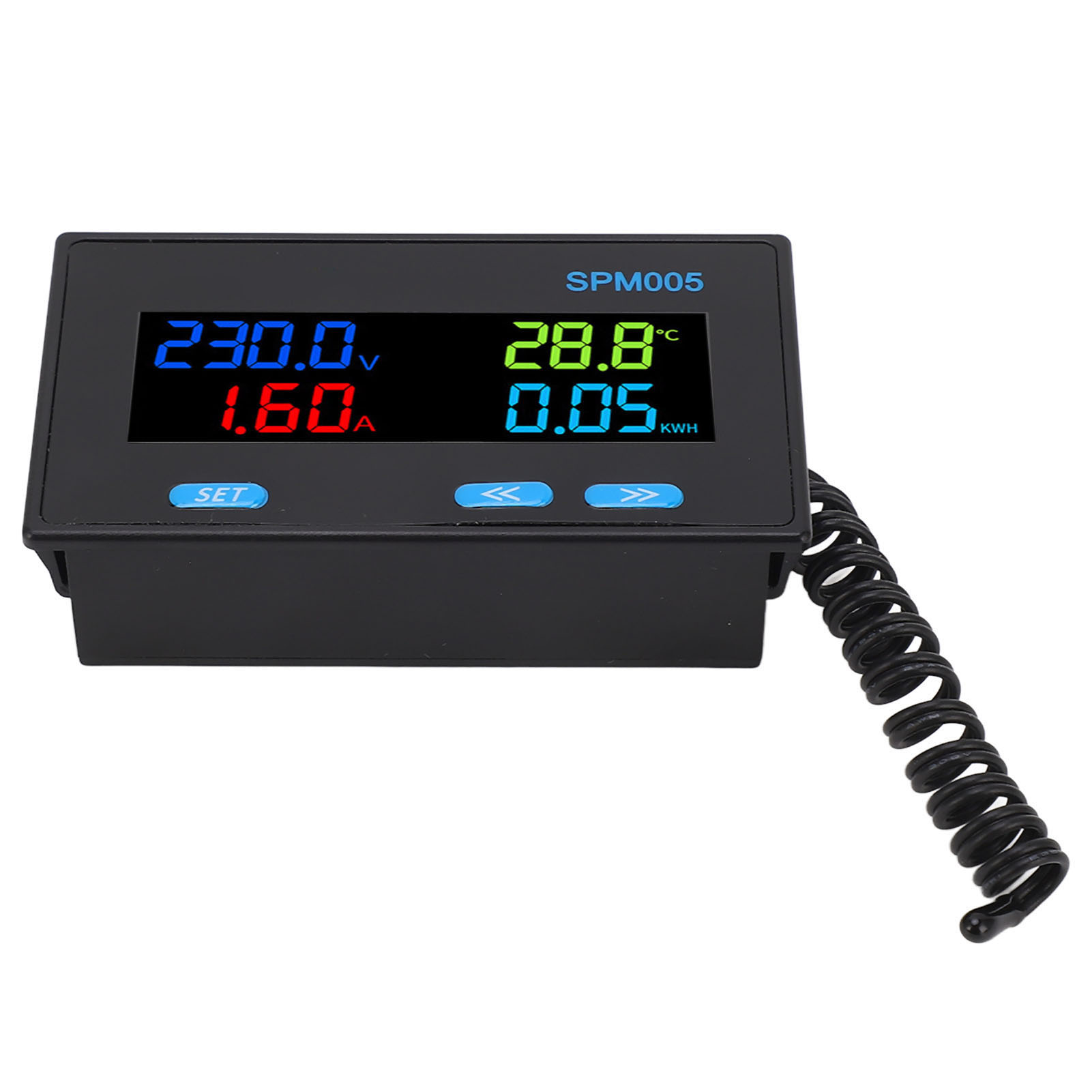 8-in-1 Multifunktions-digitalvoltmeter/amperemeter, Einbaumessgerät, Wechselstrom-energiezähler, Farb-lcd-monitor, 60–300 V, 20 A