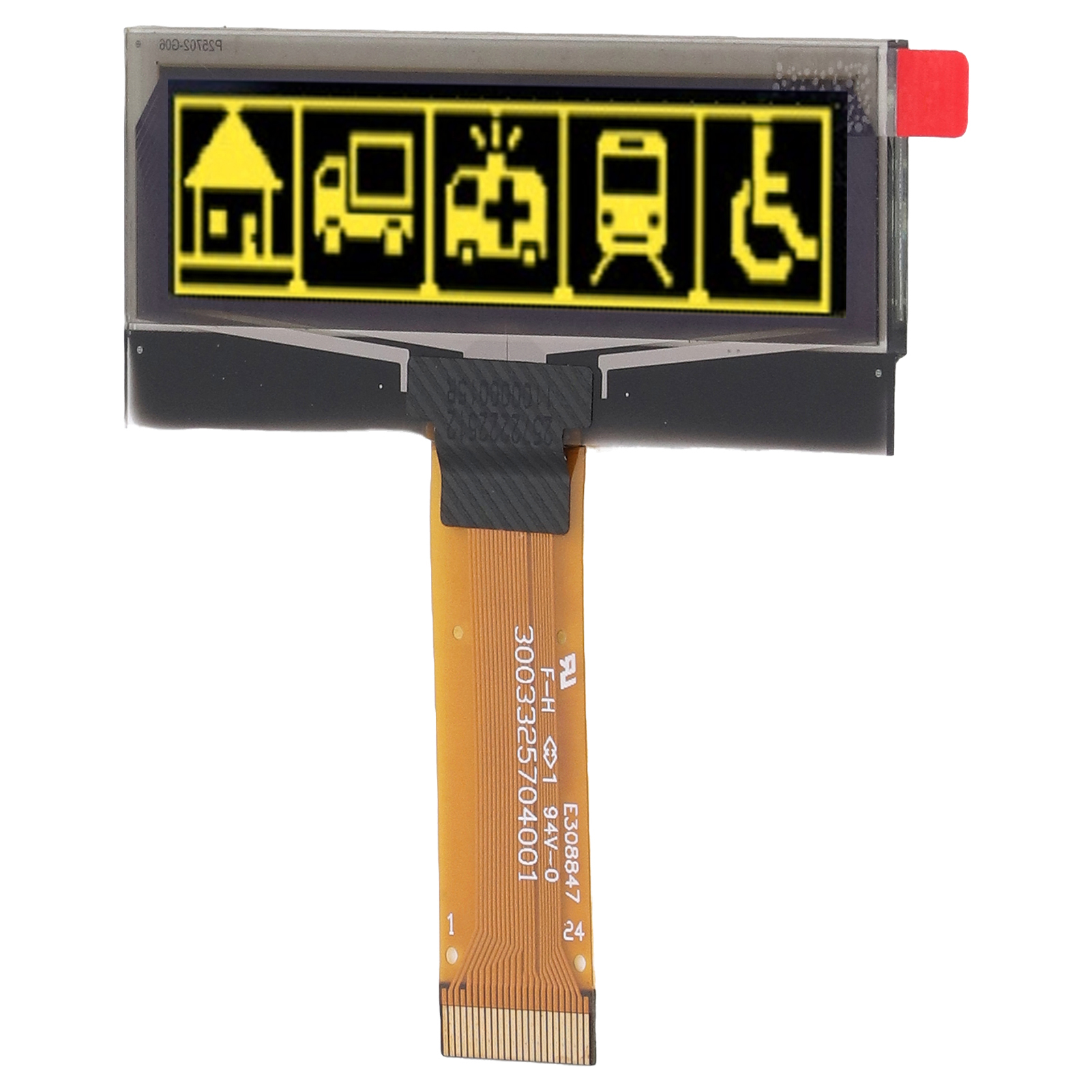 2,23-zoll-oled-displaymodul, 123x32 Pixel Auflösung, Ssd1305, 24-polige Spi-iic-schnittstelle, Gelber Bildschirm