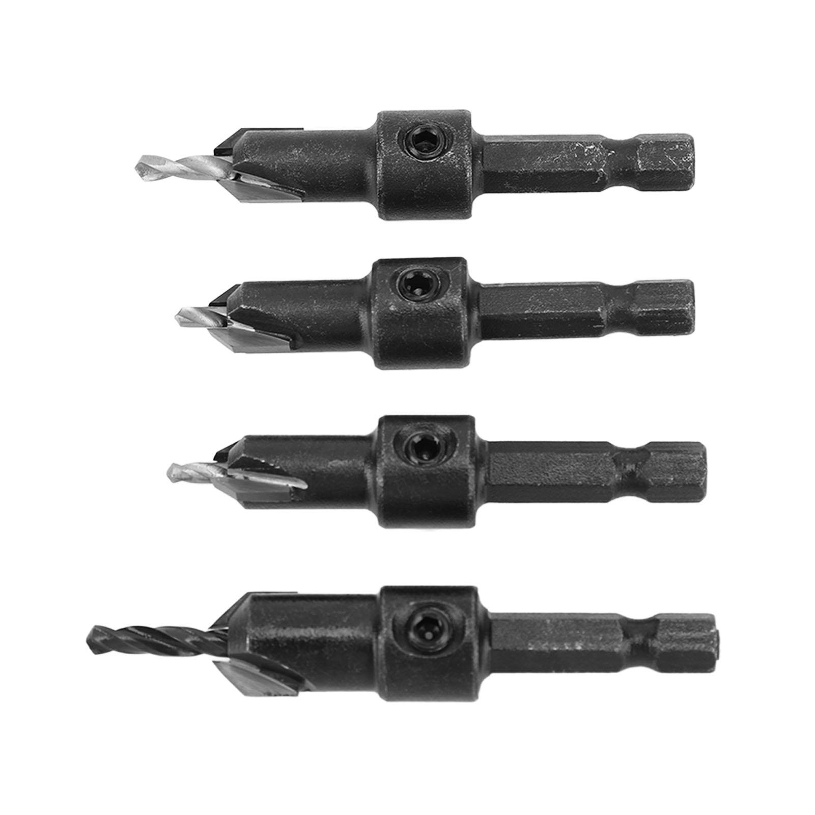 Set Mit 4 Hartmetall-senkbohrern, Sechskantschaft, Für Selbstbohrende Schrauben, Präzises Bohren Und Fräsen, Heimwerkerbedarf.